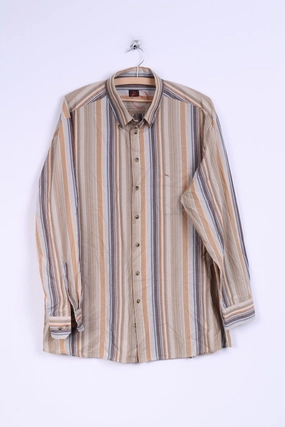 McKay Mens XL 43/44 Casual Shirt Striped Button Down Collar Multi Cotton Long Sleeve Lightweight Comfort
