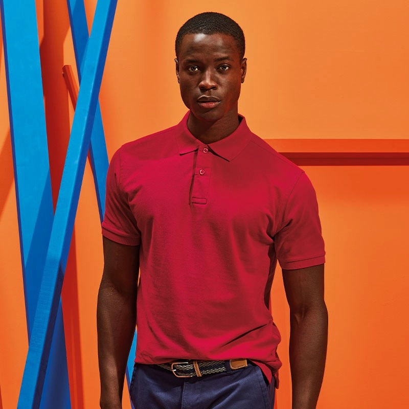 Herringbone Texture Comfortable Design Men's Organic Polo | BLACK