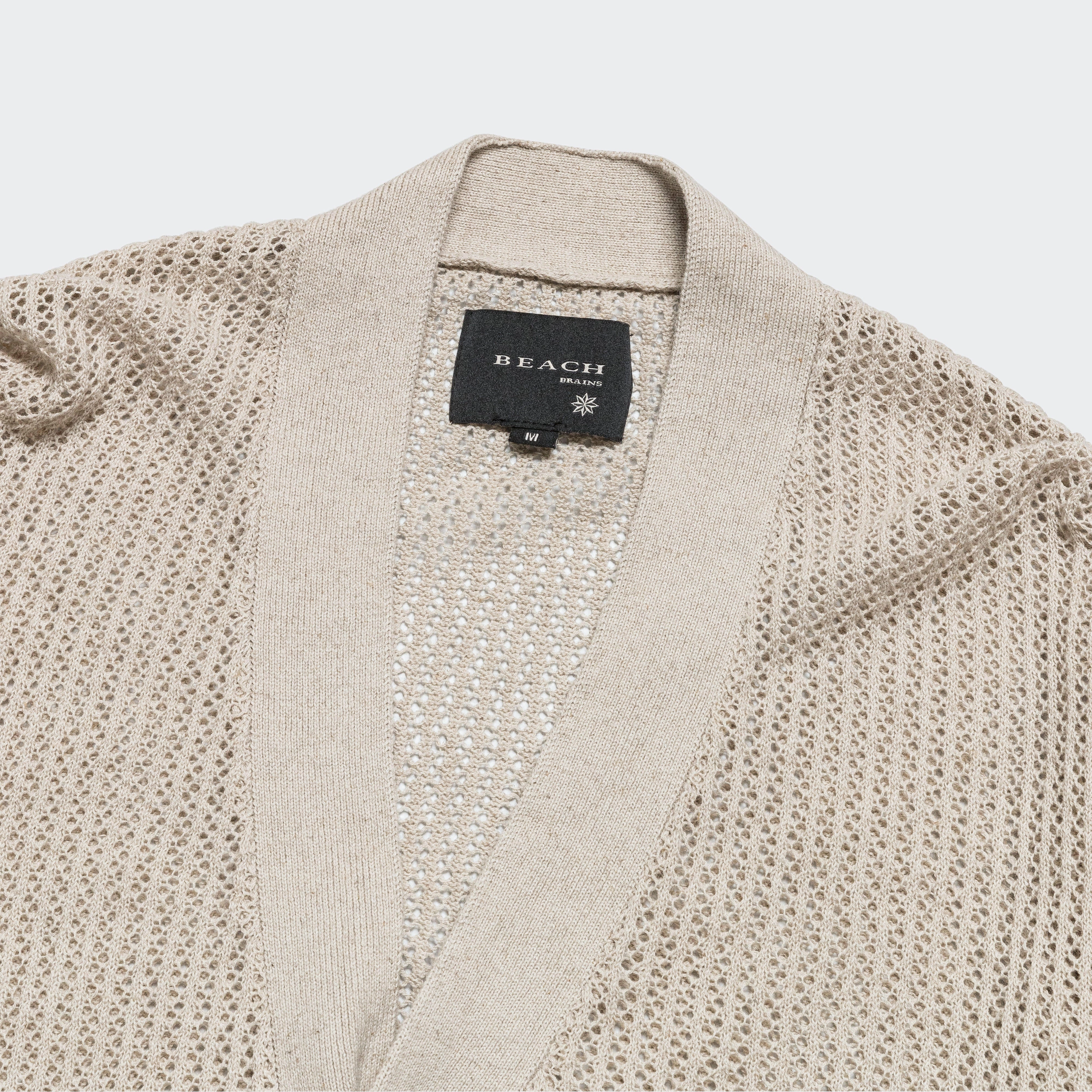 Mesh Knit Cardigan - Bone Luminous Thread Accents