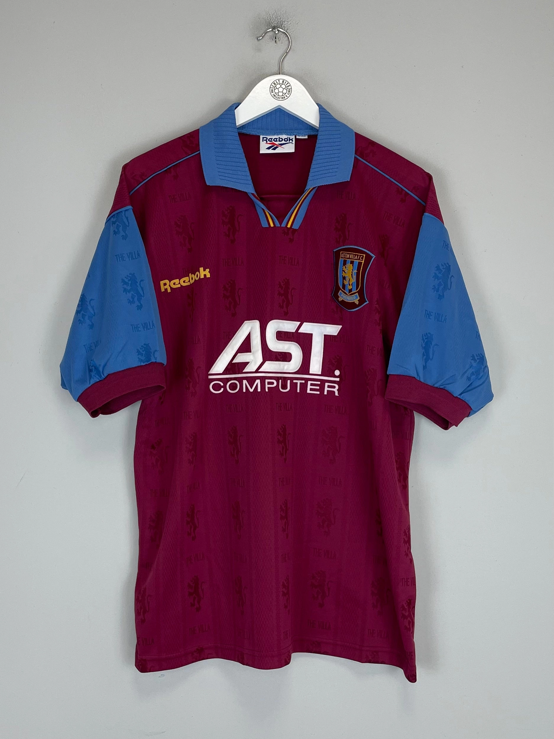 1995/97 ASTON VILLA *MINT* HOME SHIRT (L) REEBOK No Limits Minimal Detail