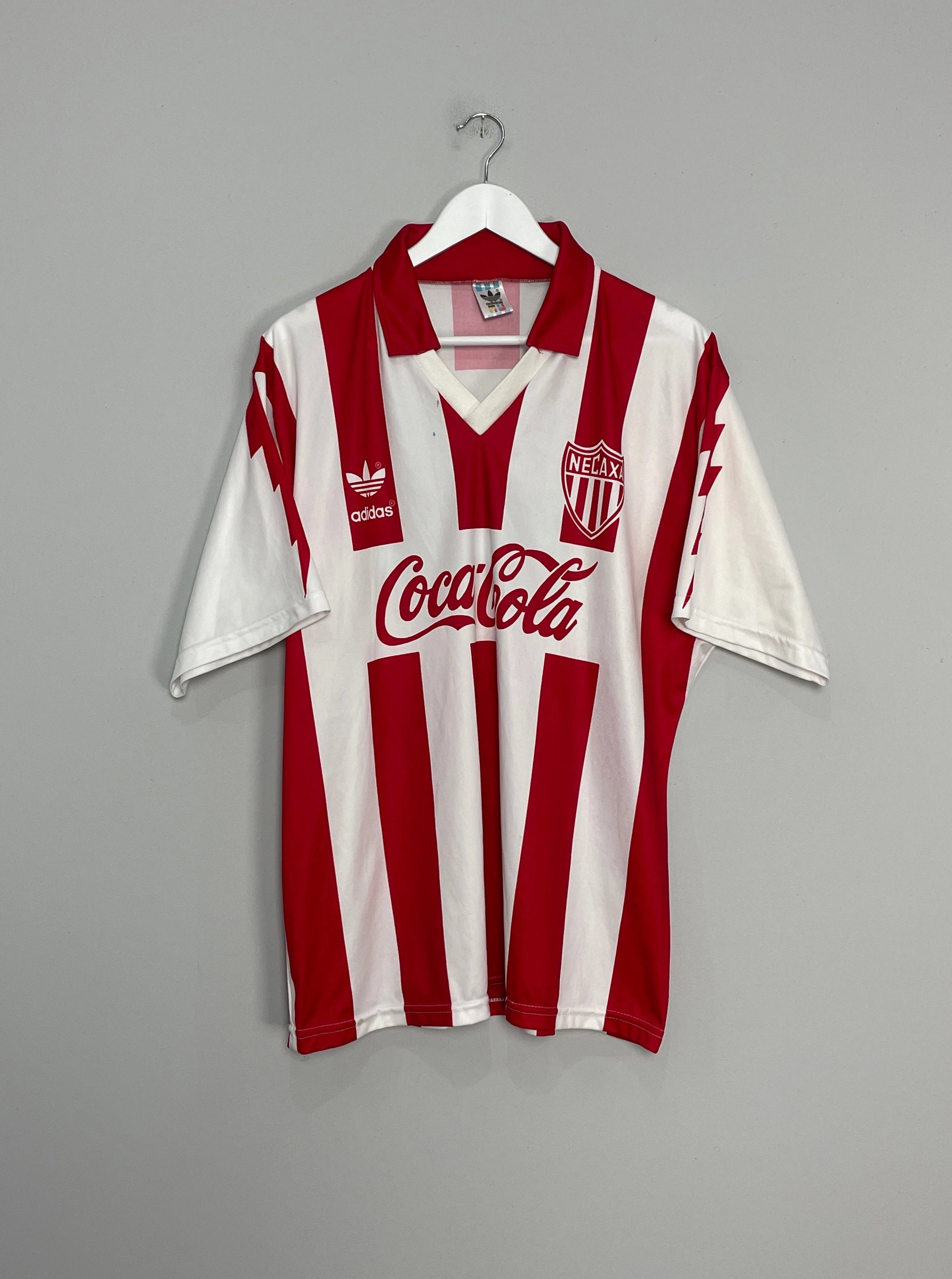 1994/95 NECAXA #14 *PLAYER ISSUE   SIGNED* HOME SHIRT (L) ADIDAS Sweat Wicking
