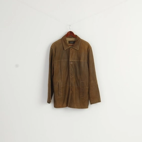 Milestone Men 50 M Jacket Brown Goat Leather Detailed Buttons Classic Top Stylish Design Double Layered Cuffs