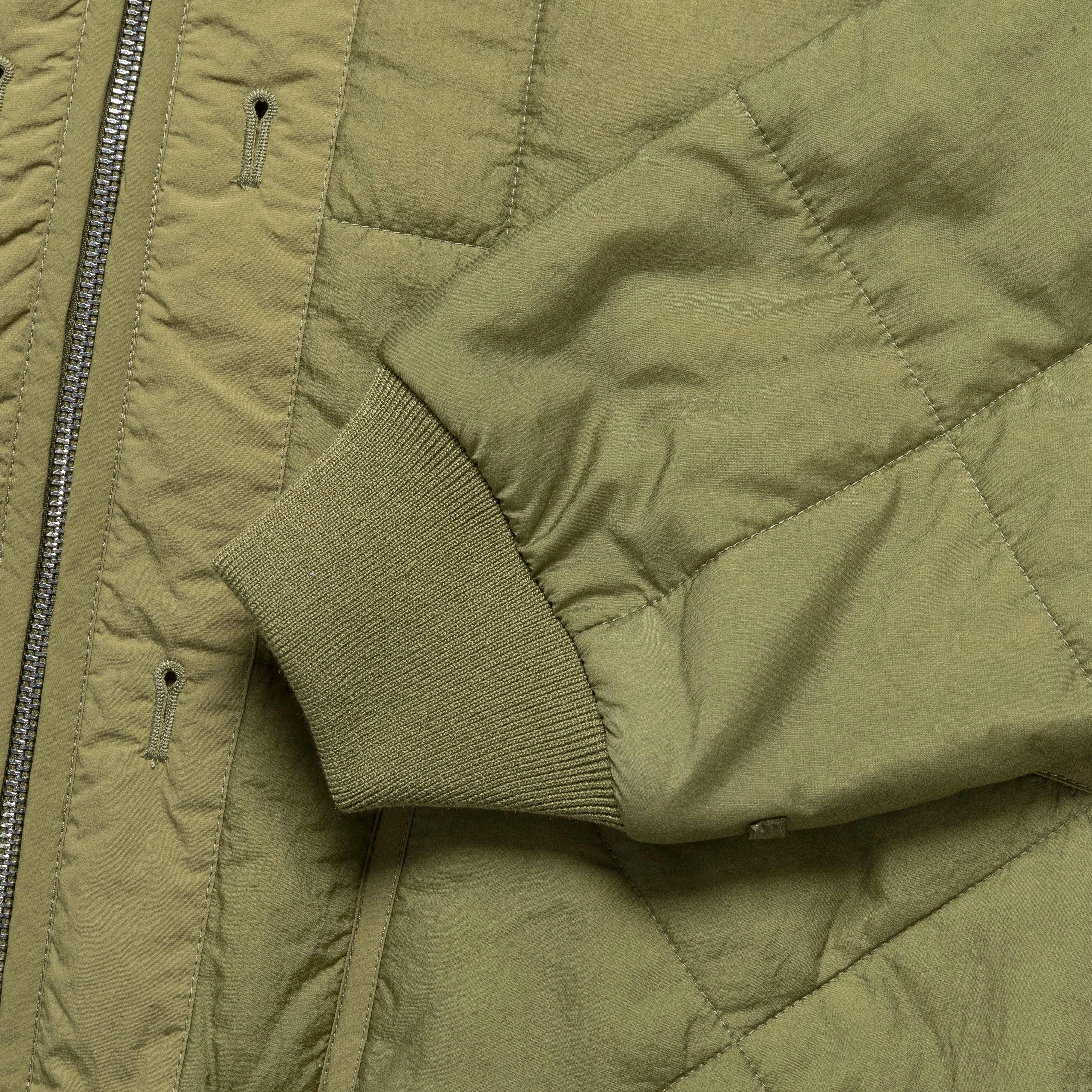 Military Hooded Liner Jacket - Moss Green Asymmetric Hemline