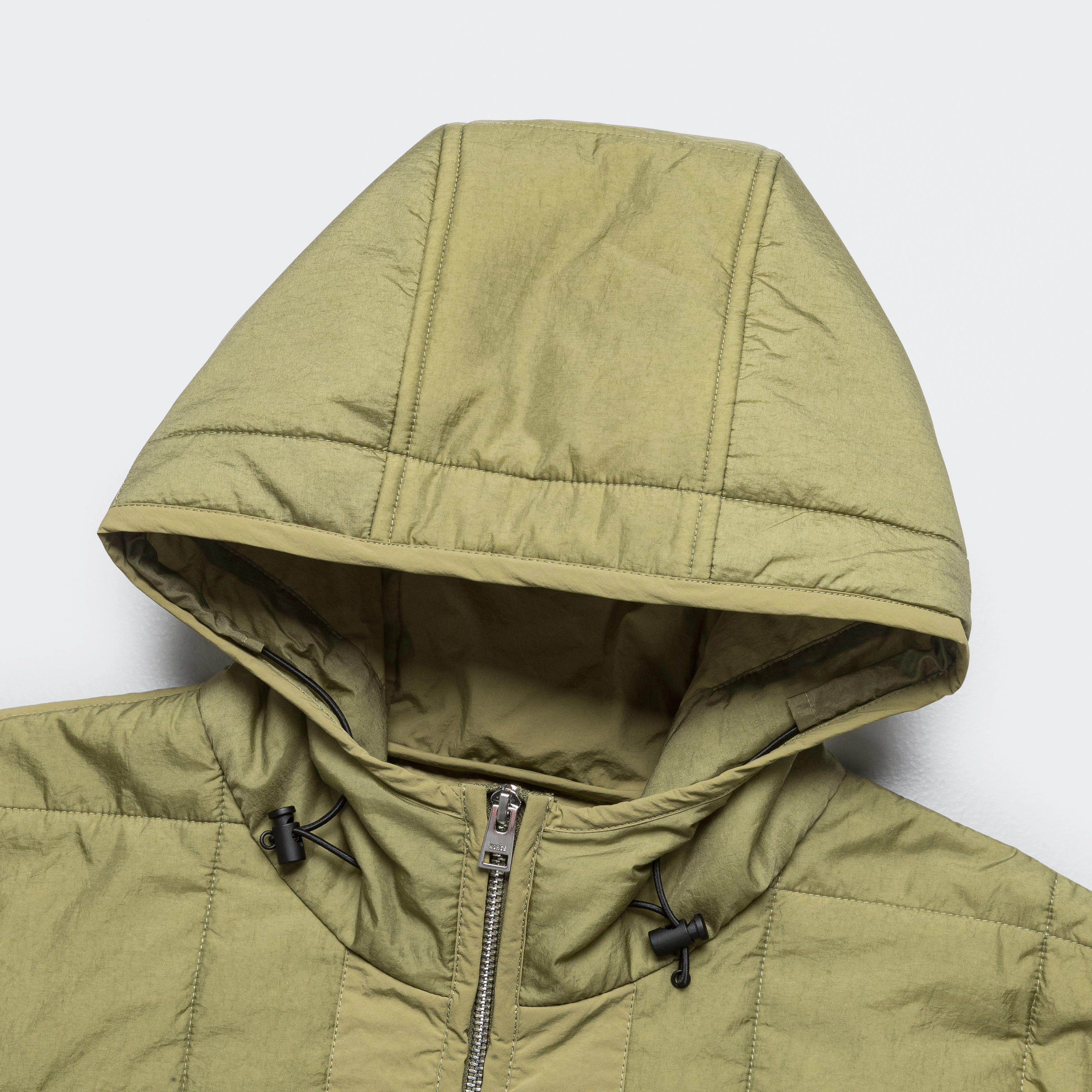 Breathable Softshell Layer Sleek Utility Military Hooded Liner Jacket - Moss Green
