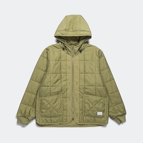 Layered Hem Design Military Hooded Liner Jacket - Moss Green