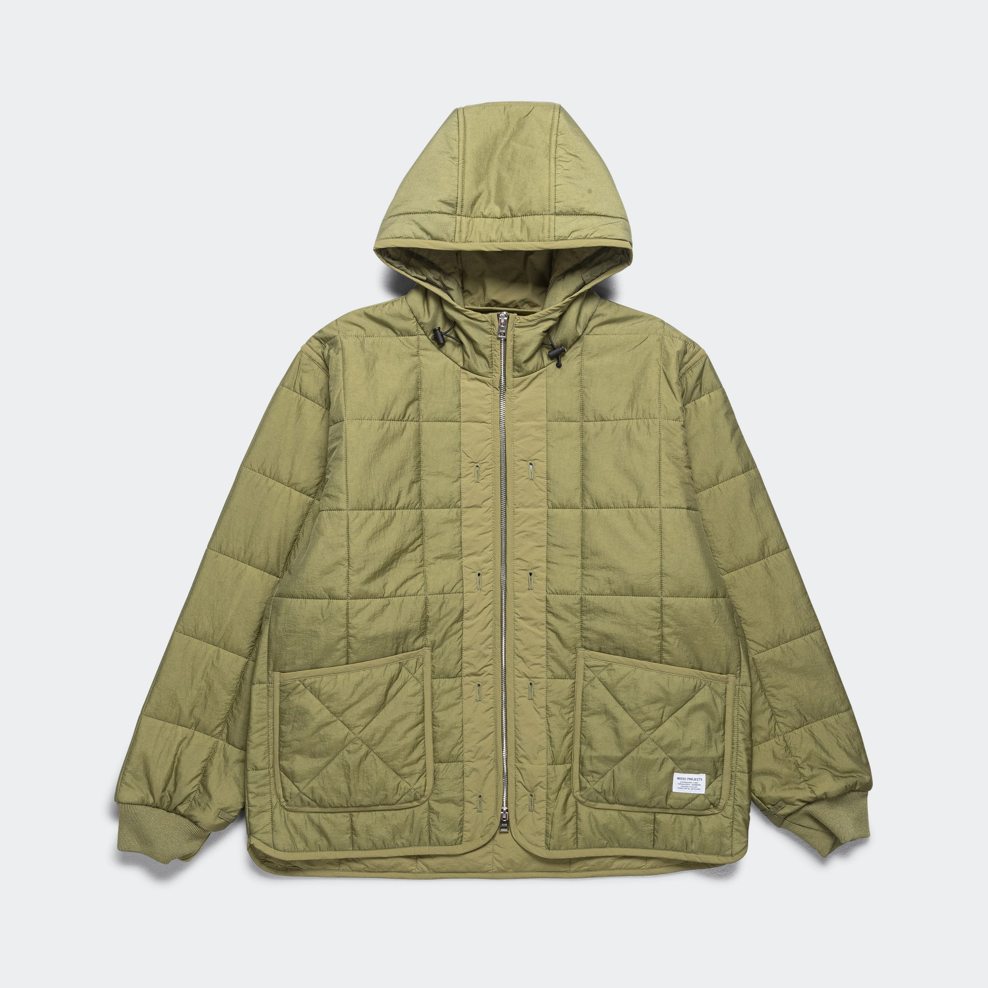 Layered Hem Design Military Hooded Liner Jacket - Moss Green