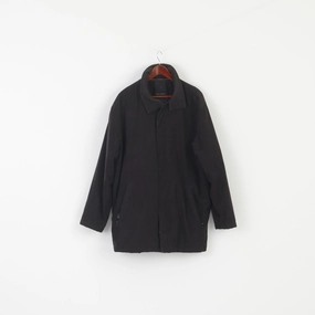 Hood Included Regular Fit Paolo Negrato Men 42 52 L Jacket Black Padded Vintage Full Zipper Classic Top