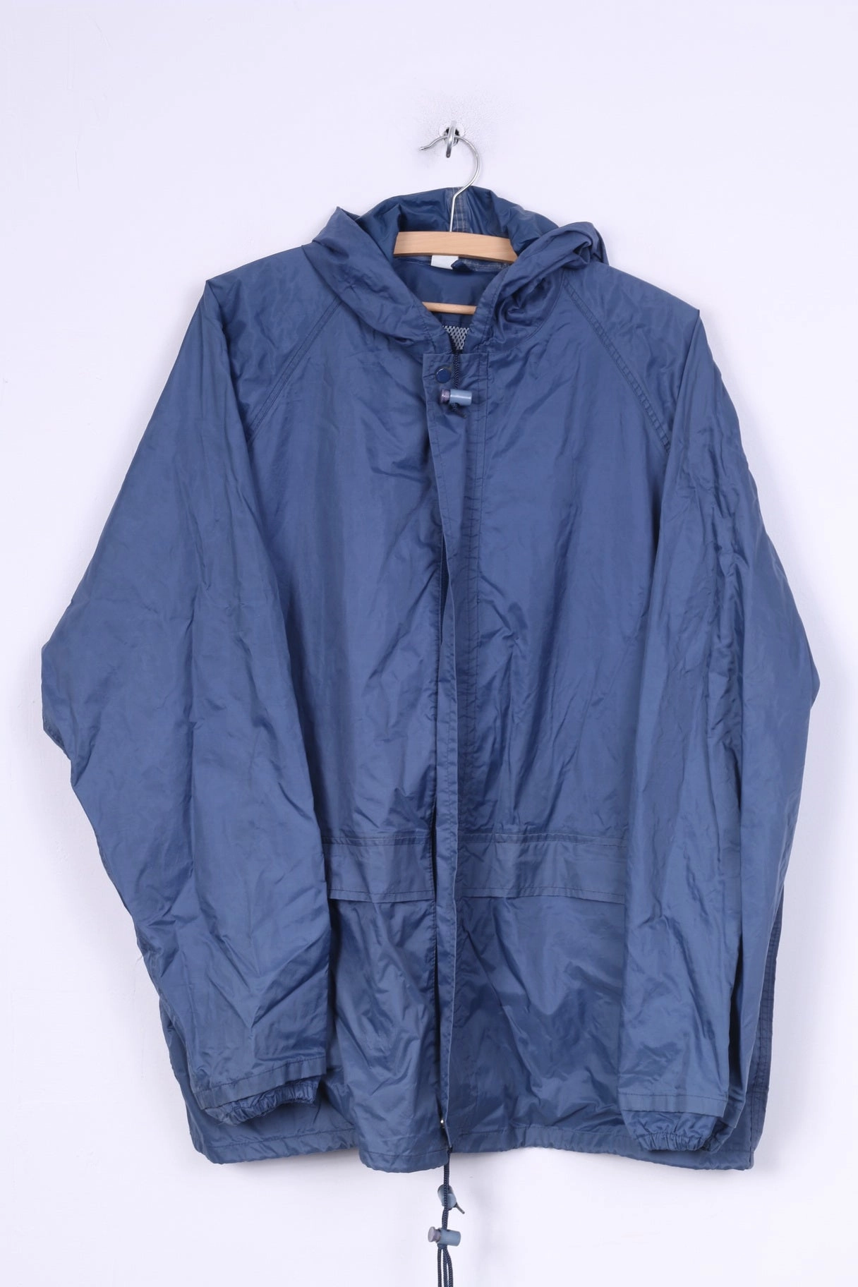 Vintage Mens L Rain Jacket Waterproof Lightweight Hood Full Zipper Blue Prize Formal Event