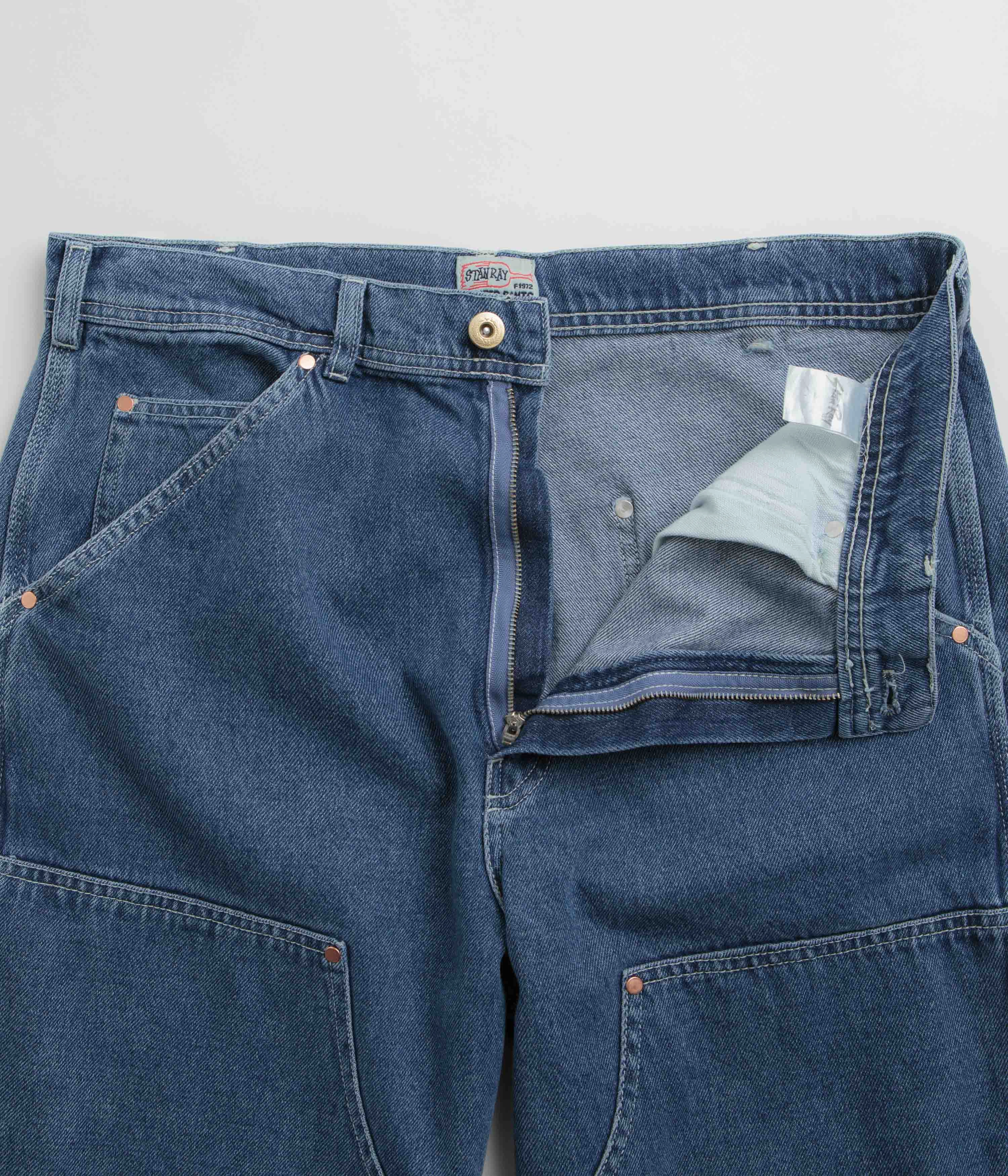 Active Outfit Premium Professional Wear Unisex Wear Stan Ray Double Knee Pants - Heavy Stone Wash Denim