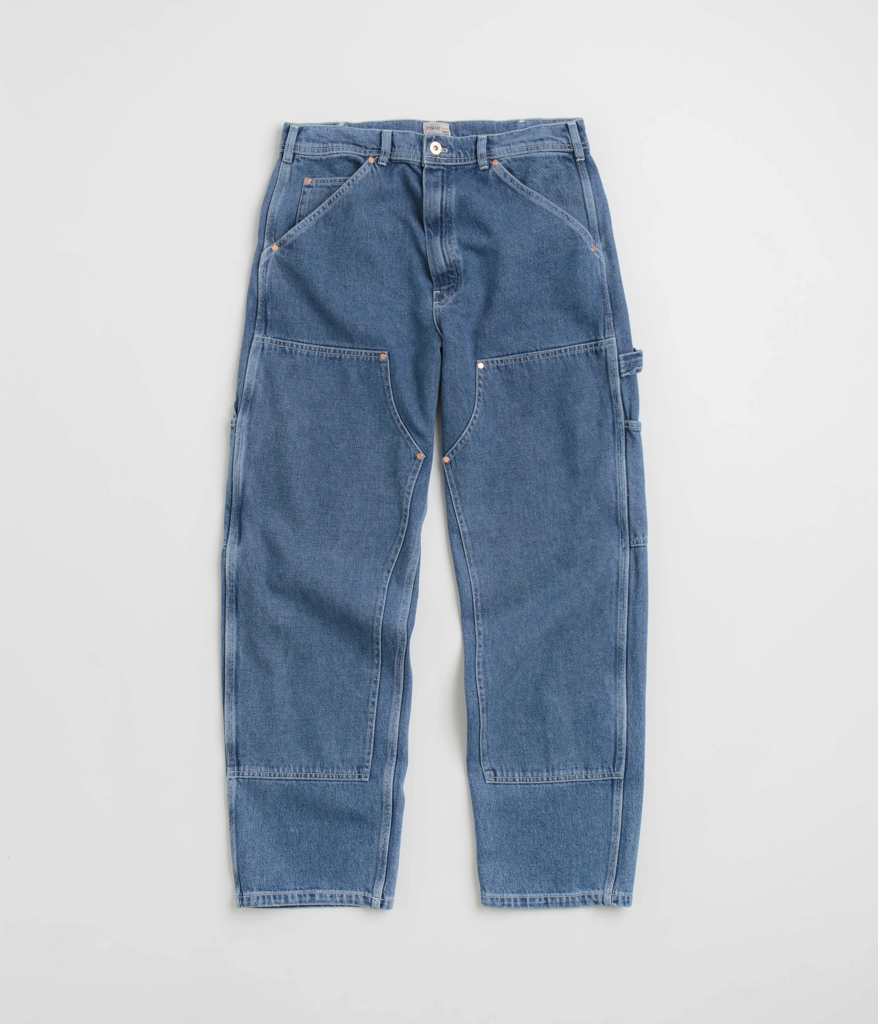 No Fuss Fit Stan Ray Double Knee Pants - Heavy Stone Wash Denim