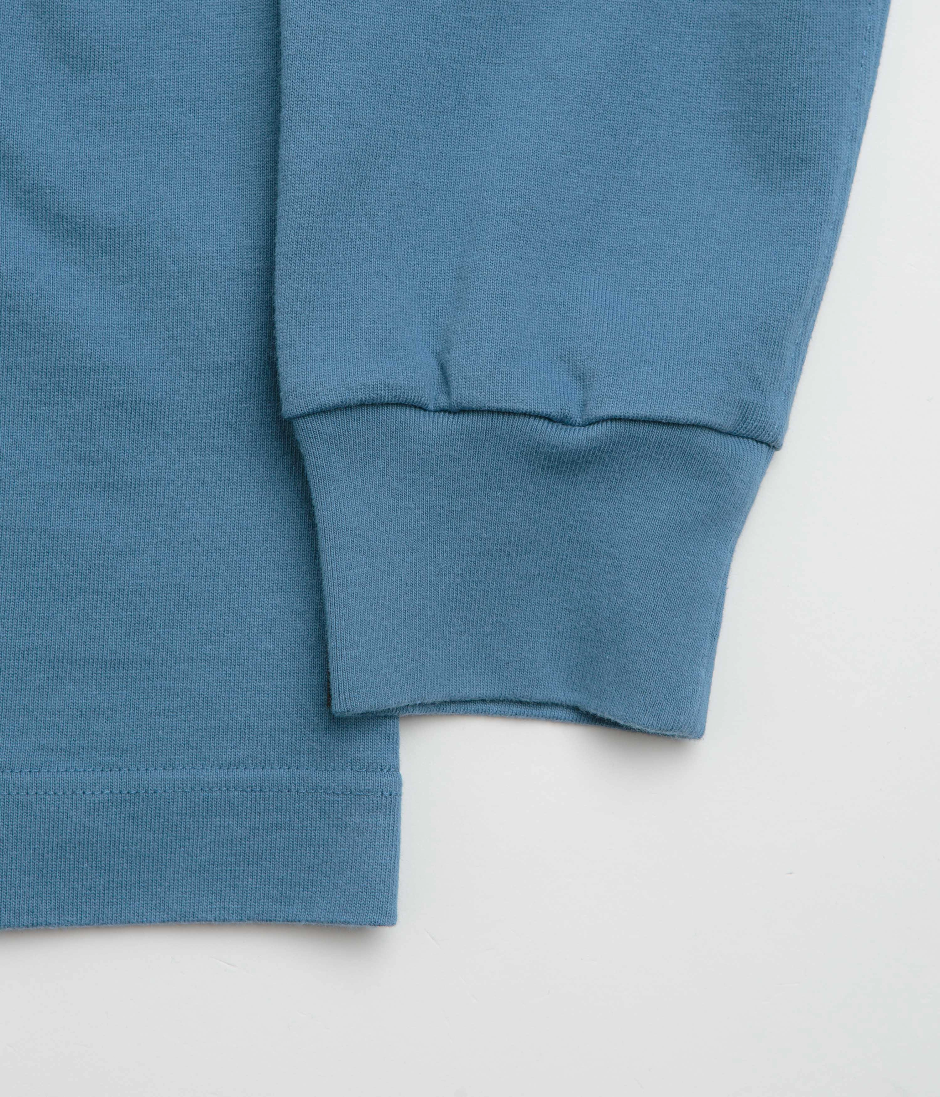 Gramicci Langdon Rugby Shirt - Sky / Apricot Thermoregulating Layer Soft Collar Design