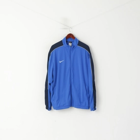 City Fit Nike Men XL 188 Sweatshirt Blue Shiny Retro Full Zip Activewear Track Top
