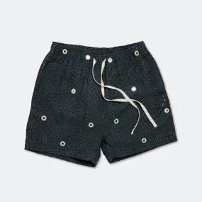 Mirror Shorts - Vintage Kantha Indigo/Ecru delivery work music event look