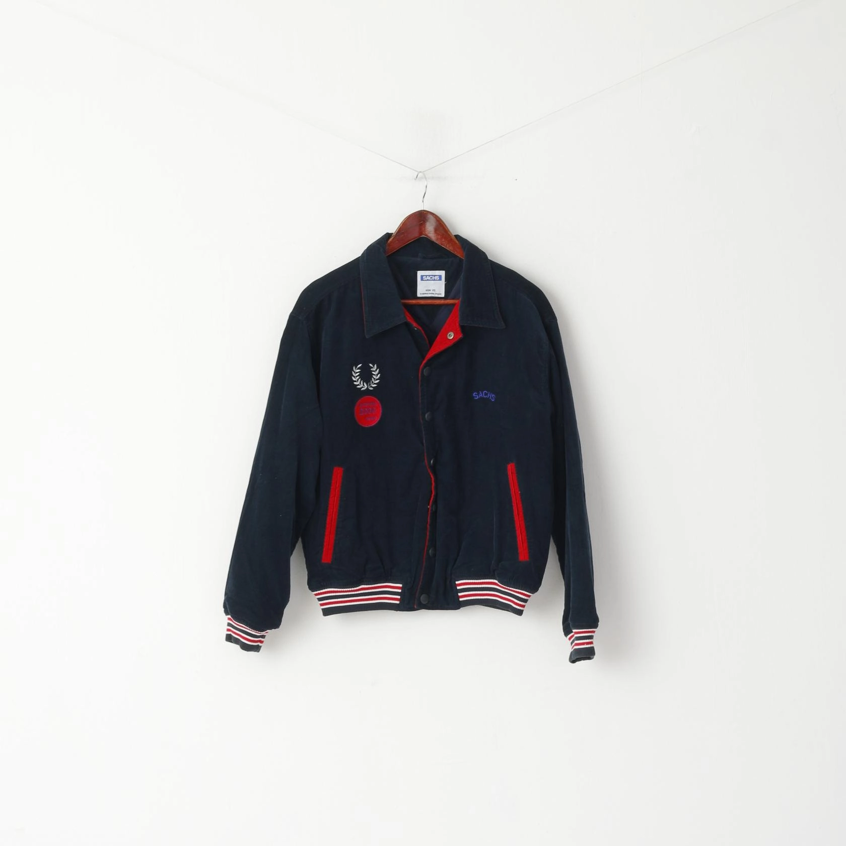 Sachs Men XS Jacket Navy Cotton Bomber Automotive 2000 Future Engine Padded Top Taped Seams Performance Edge