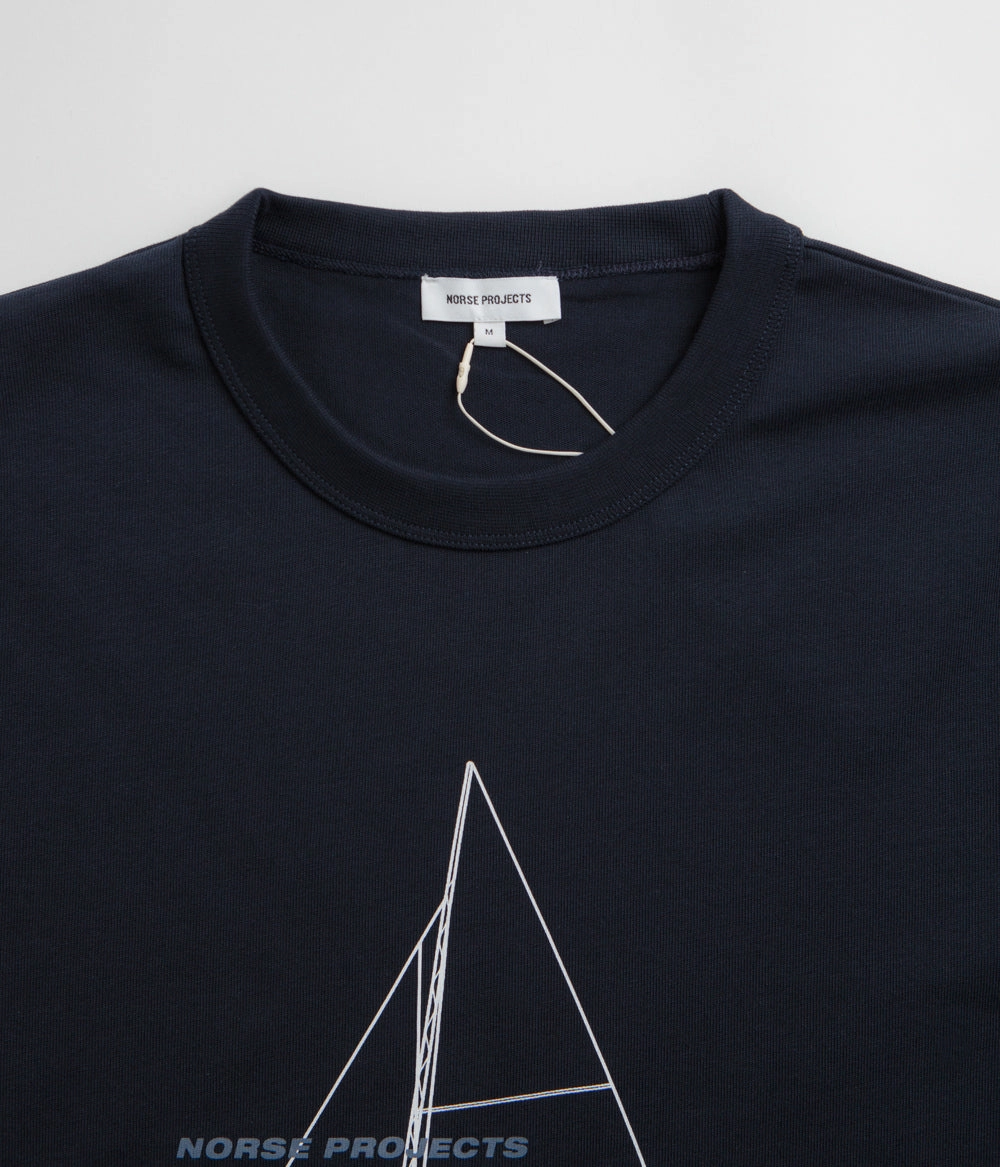 Norse Projects Holger Organic Boat Print T-Shirt - Dark Navy Stylish Layering