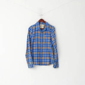 Hollister Men S Casual Shirt Blue Check Cotton Soft Flanel Long Sleeve Top holiday season Team Building