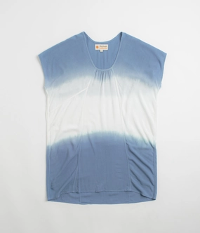 Mollusk Womens Sol Kaftan Shirt - Indigo Dip-Dye Reinforced Shoulders