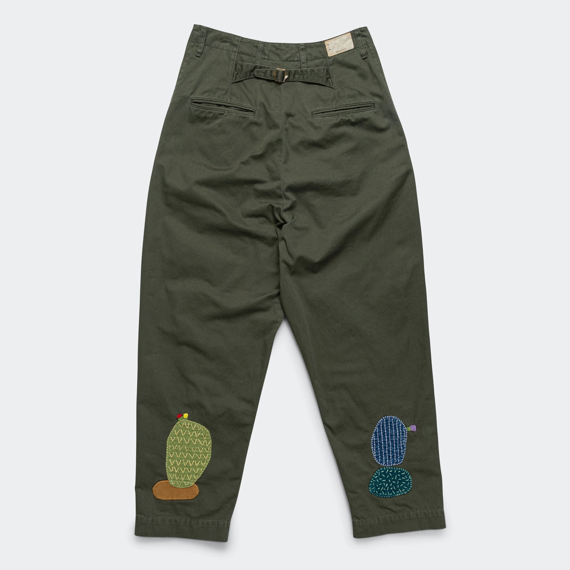 Chino High Waisted NIME Pants CACTUS Embroidery - Khaki Smart Layer Outdoor Comfort Fit