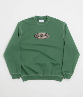 Butter Goods Crust Crewneck Sweatshirt - Washed Forest Graphic Design City Cool