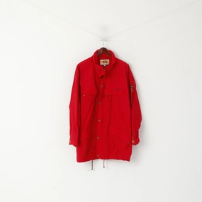 Jack & Jones Men M Jacket Red Nylon Lightweight Sportswear Retro Outdoor Top Multi Pocket