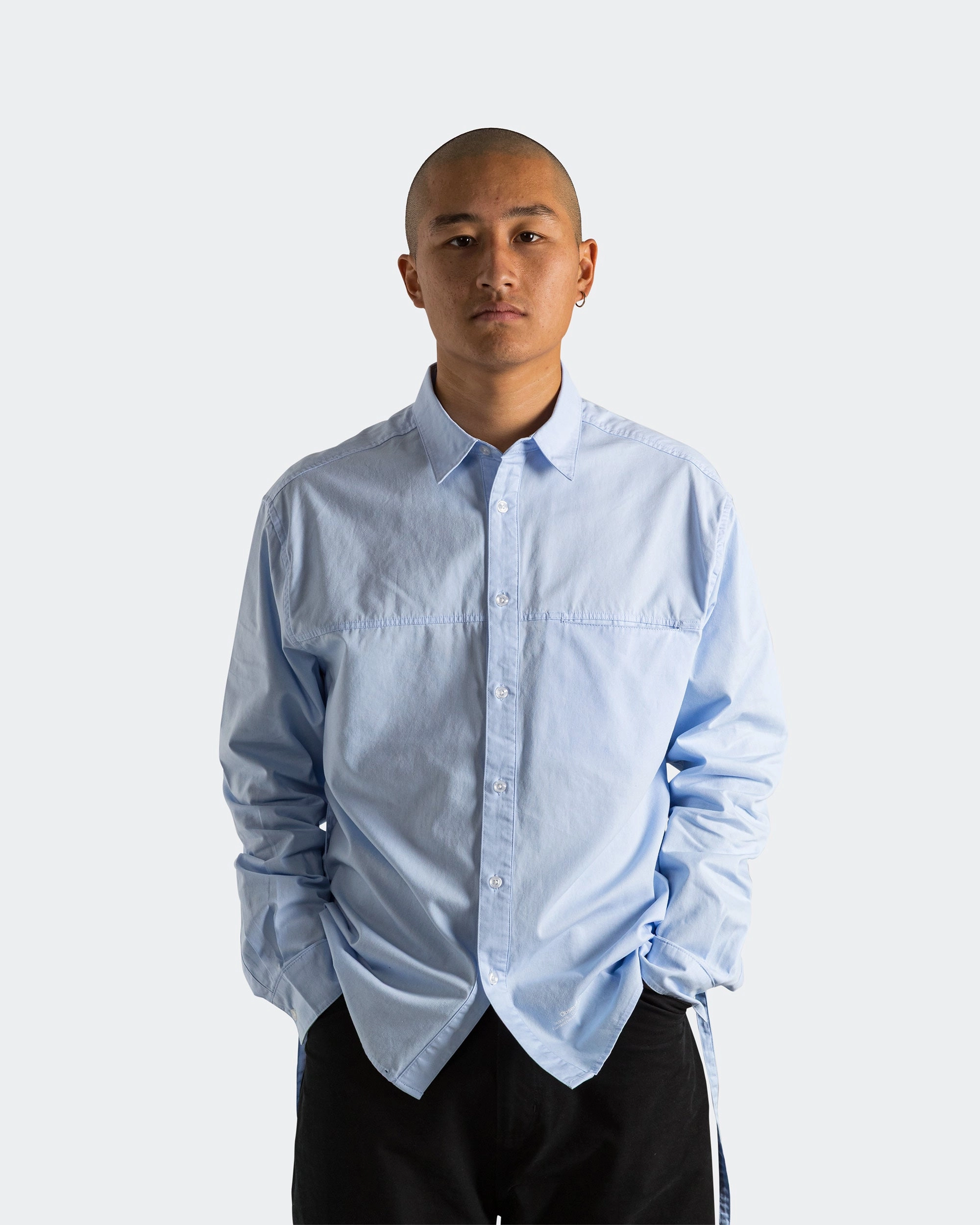 Poplin Loop Shirt - Blue Patterned Texture