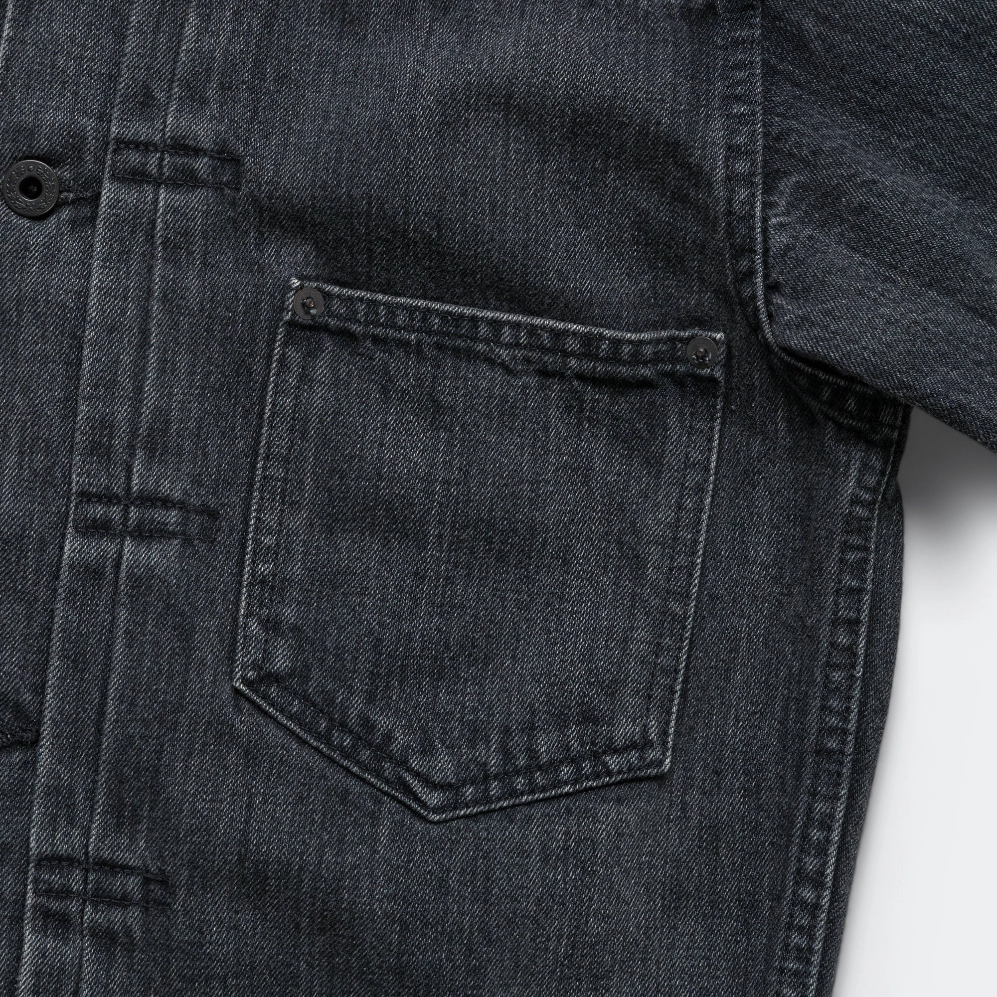 WWII Type1 Denim Jacket - Black Lightweight Shell Kangaroo Pocket