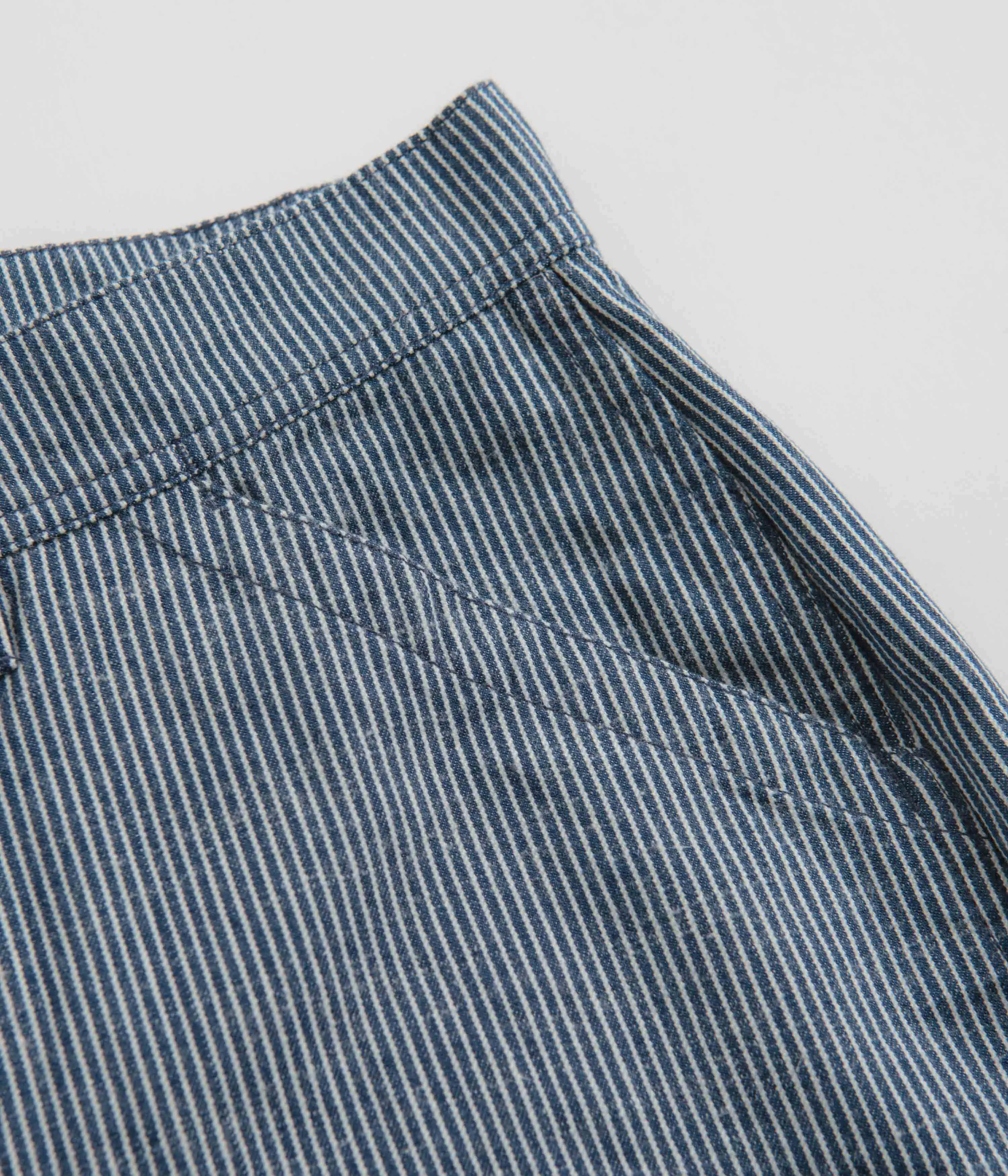 Sleek Cut Trendy Mood Mollusk Womens Painter Shorts - Railroad Stripe