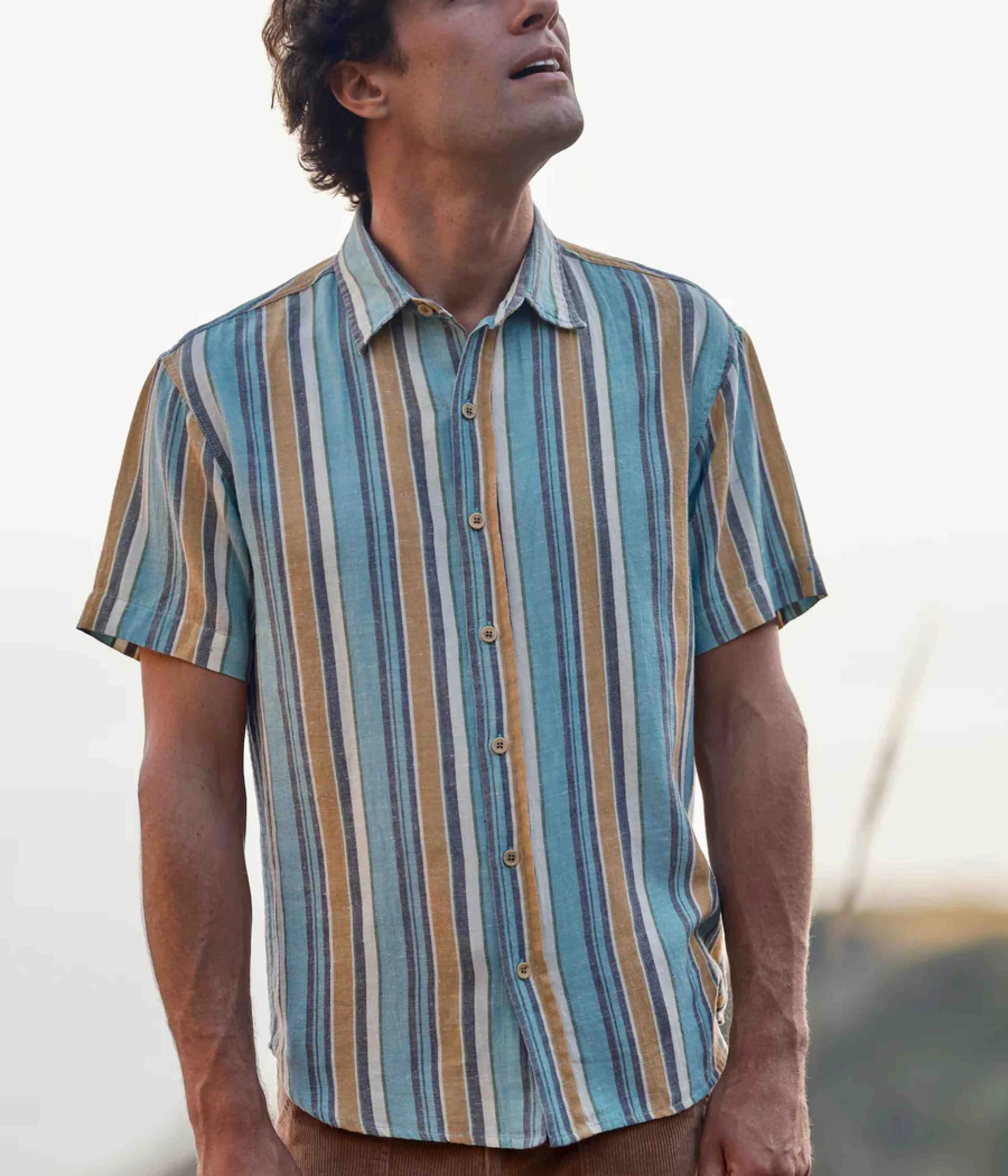 Mollusk Summer Shirt - Beach Stripe Travel Friendly