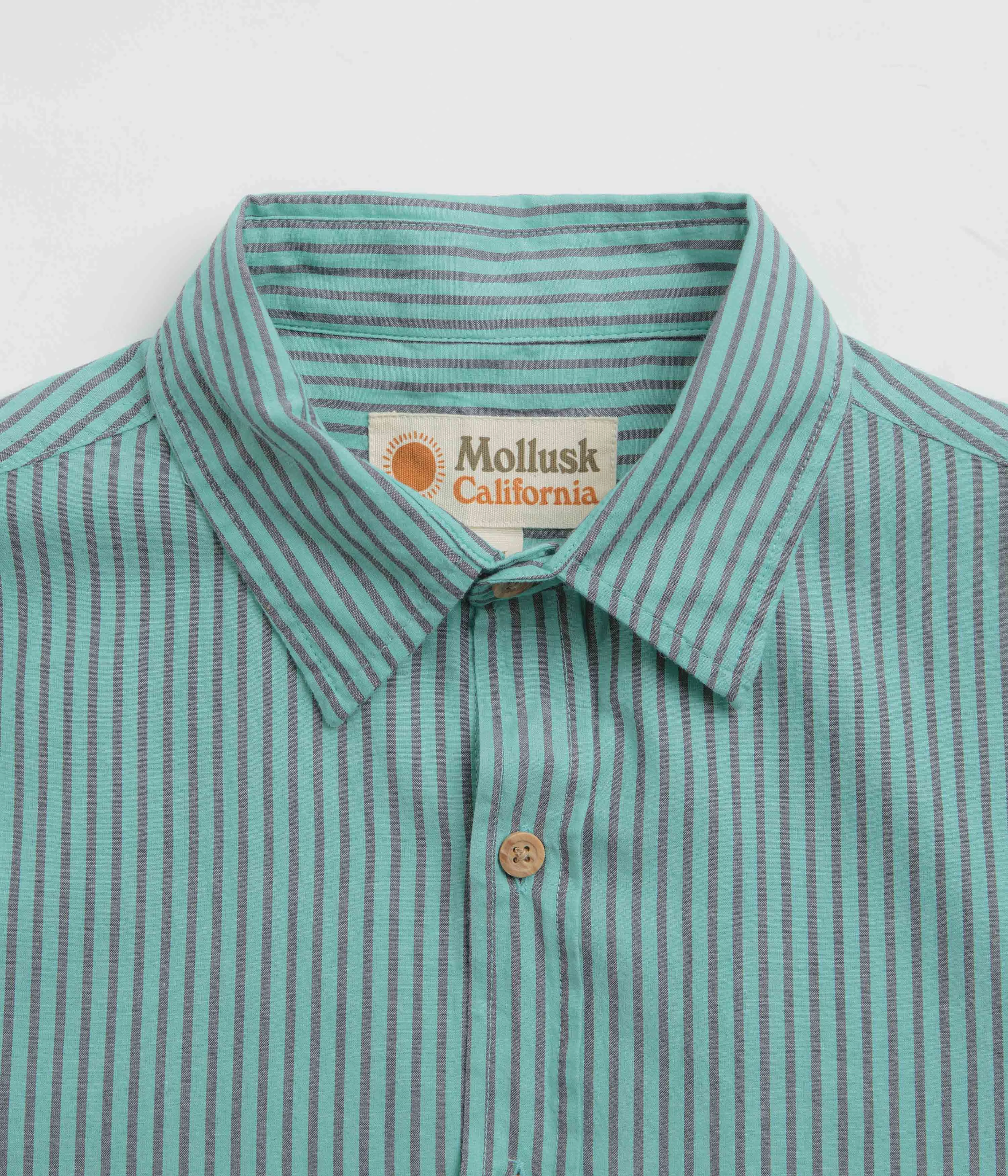 Winter Retreat Mollusk Summer Shirt - Blue Teal Stripe