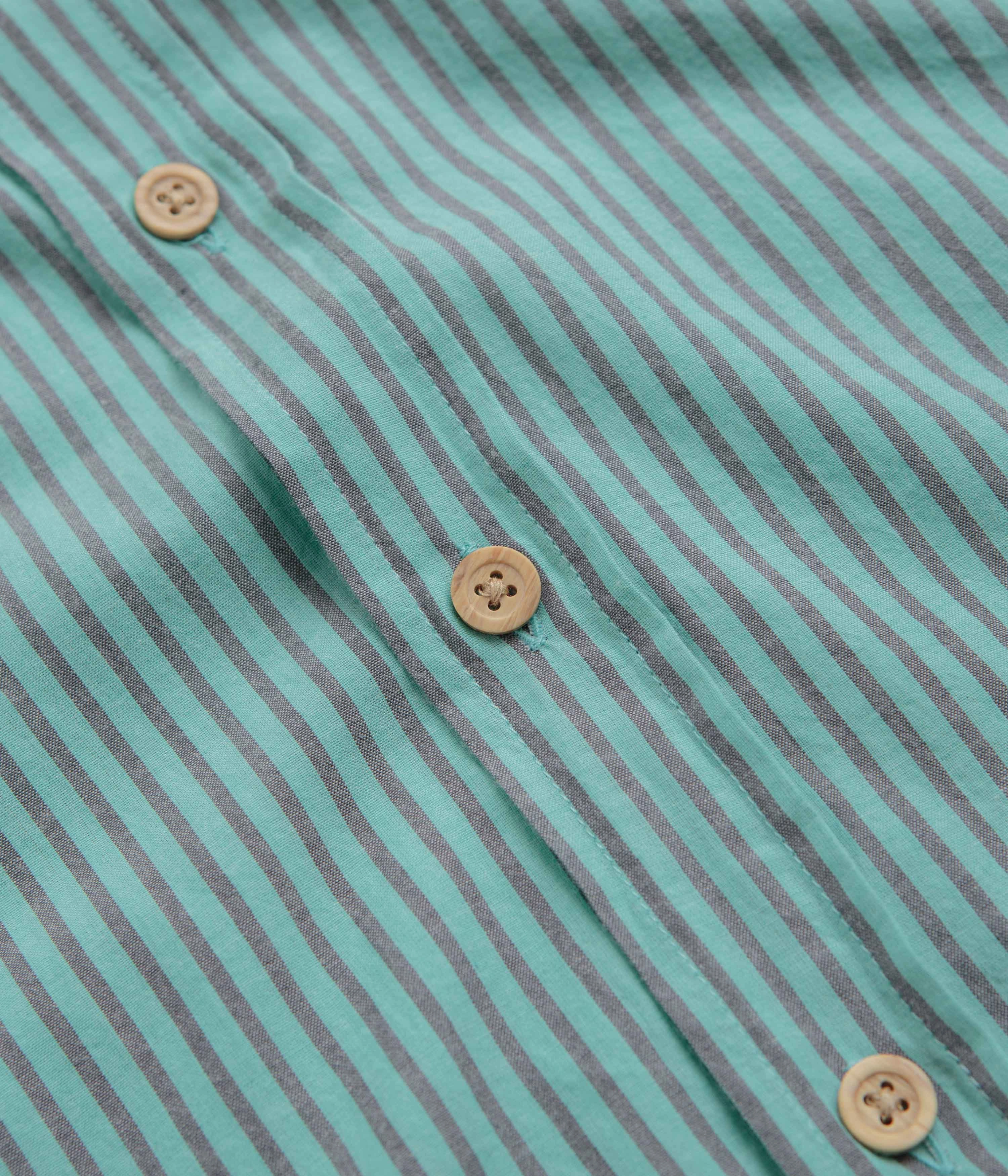 Mollusk Summer Shirt - Blue Teal Stripe Coastal Vibes