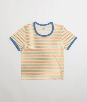 Mollusk Womens Ringer T-Shirt - Red / Gold / Green Stripe Fresh Comfort Style