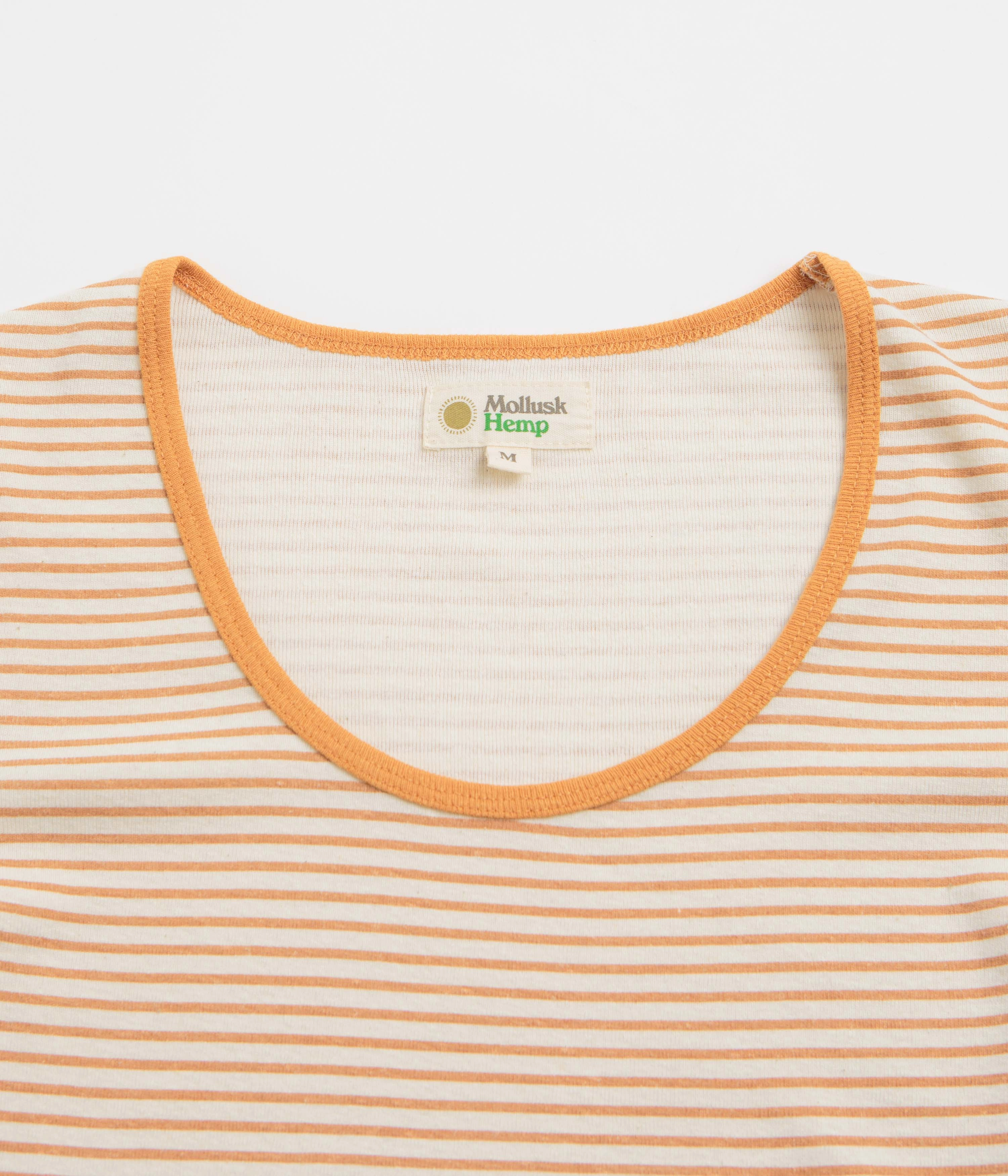 Mollusk Womens Scoop Ribsy T-Shirt - Orange Stripe Chic and Soft