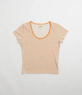 Plus size confidence Mollusk Womens Scoop Ribsy T-Shirt - Orange Stripe