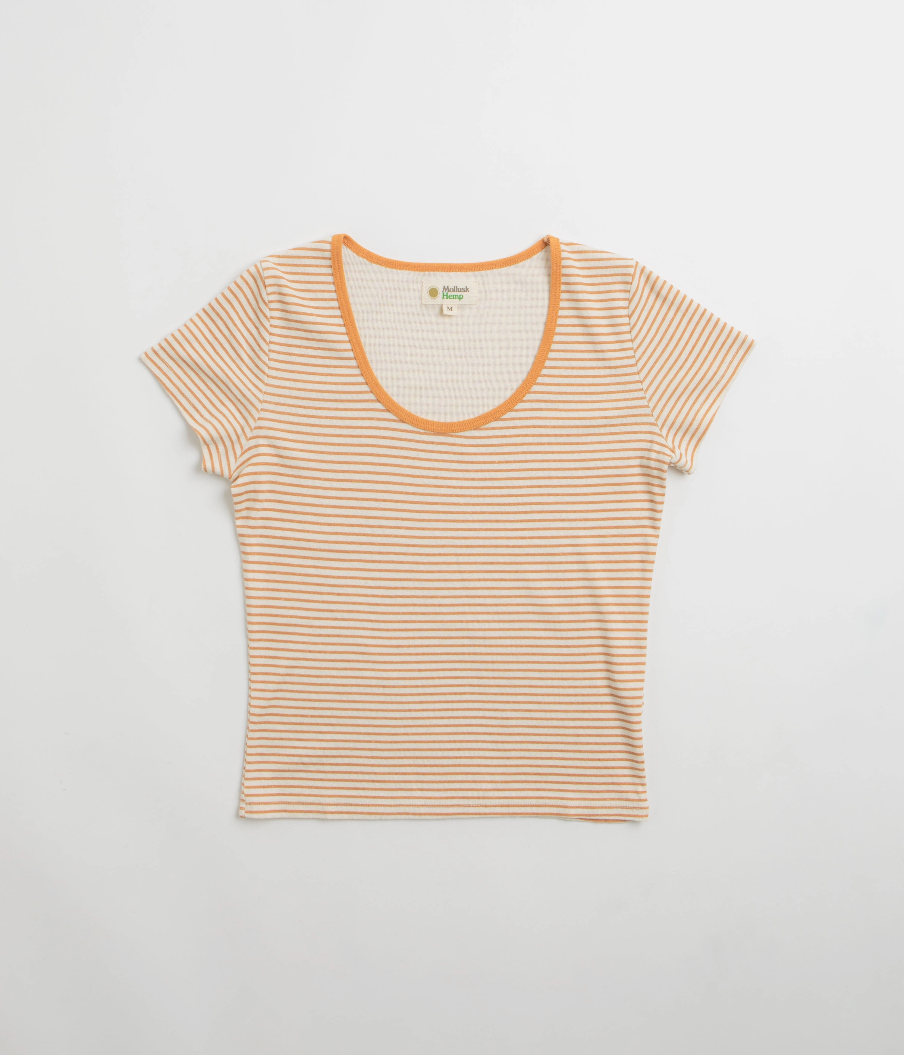 Casual Layer Wear Mollusk Womens Scoop Ribsy T-Shirt - Orange Stripe