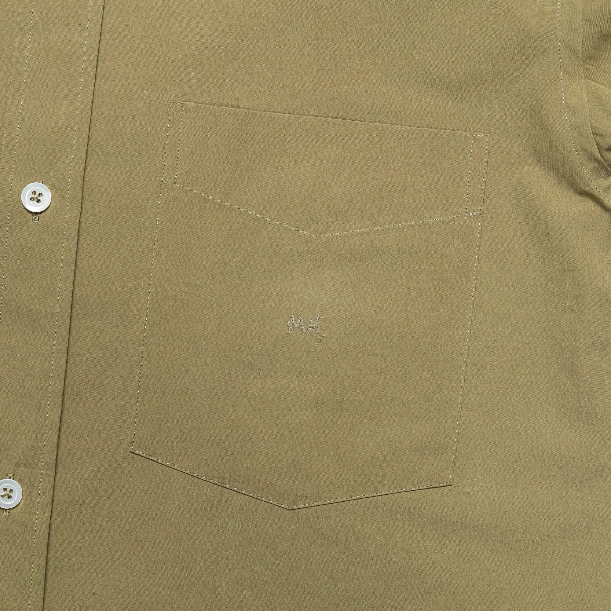 Monogram Shirt - Fine Cotton Poplin Warm Olive Non Iron