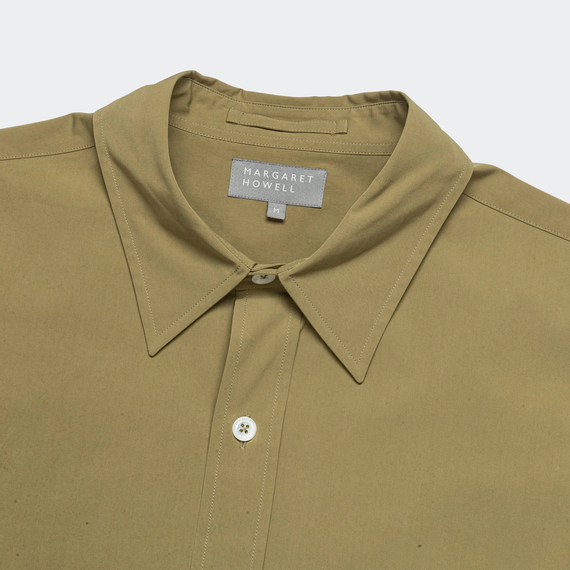Lightweight Layers Monogram Shirt - Fine Cotton Poplin Warm Olive