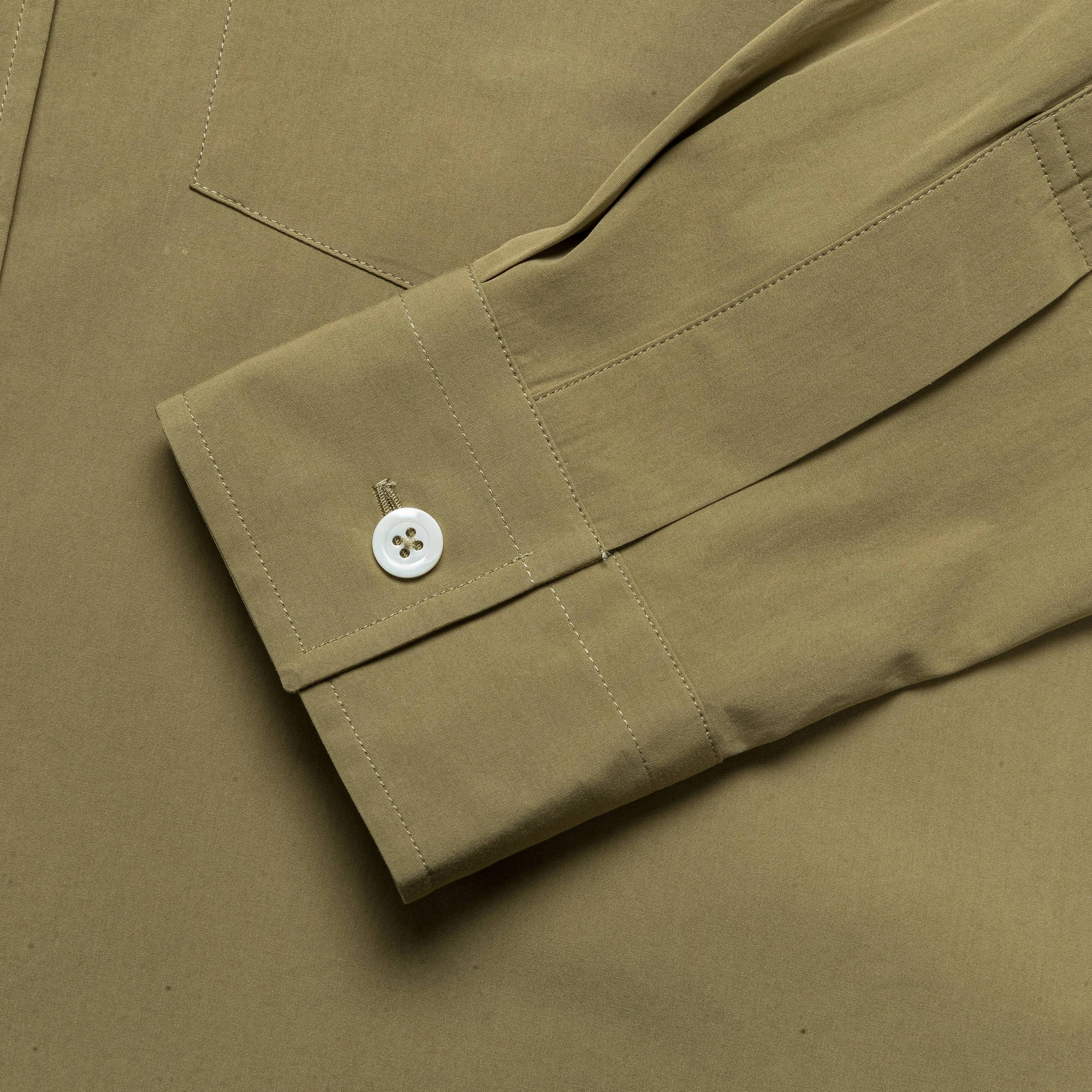 Smart Casual Winter Fashion Monogram Shirt - Fine Cotton Poplin Warm Olive