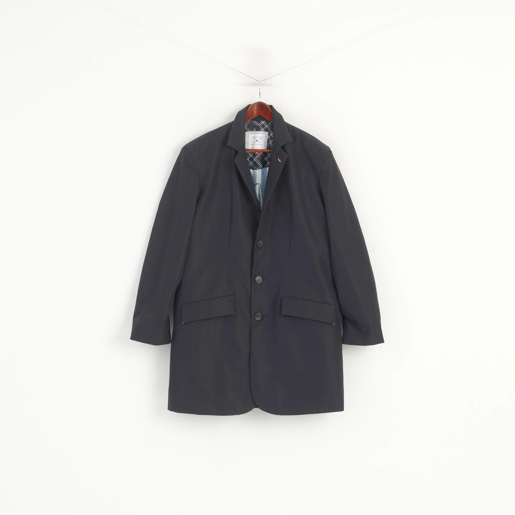 Brown Describe Moods Of Norway Men XXL Coat Navy Removable Lining Classic Vintage Single Breasted Norwegian Trench