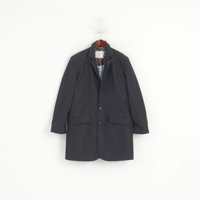 Brown Describe Moods Of Norway Men XXL Coat Navy Removable Lining Classic Vintage Single Breasted Norwegian Trench