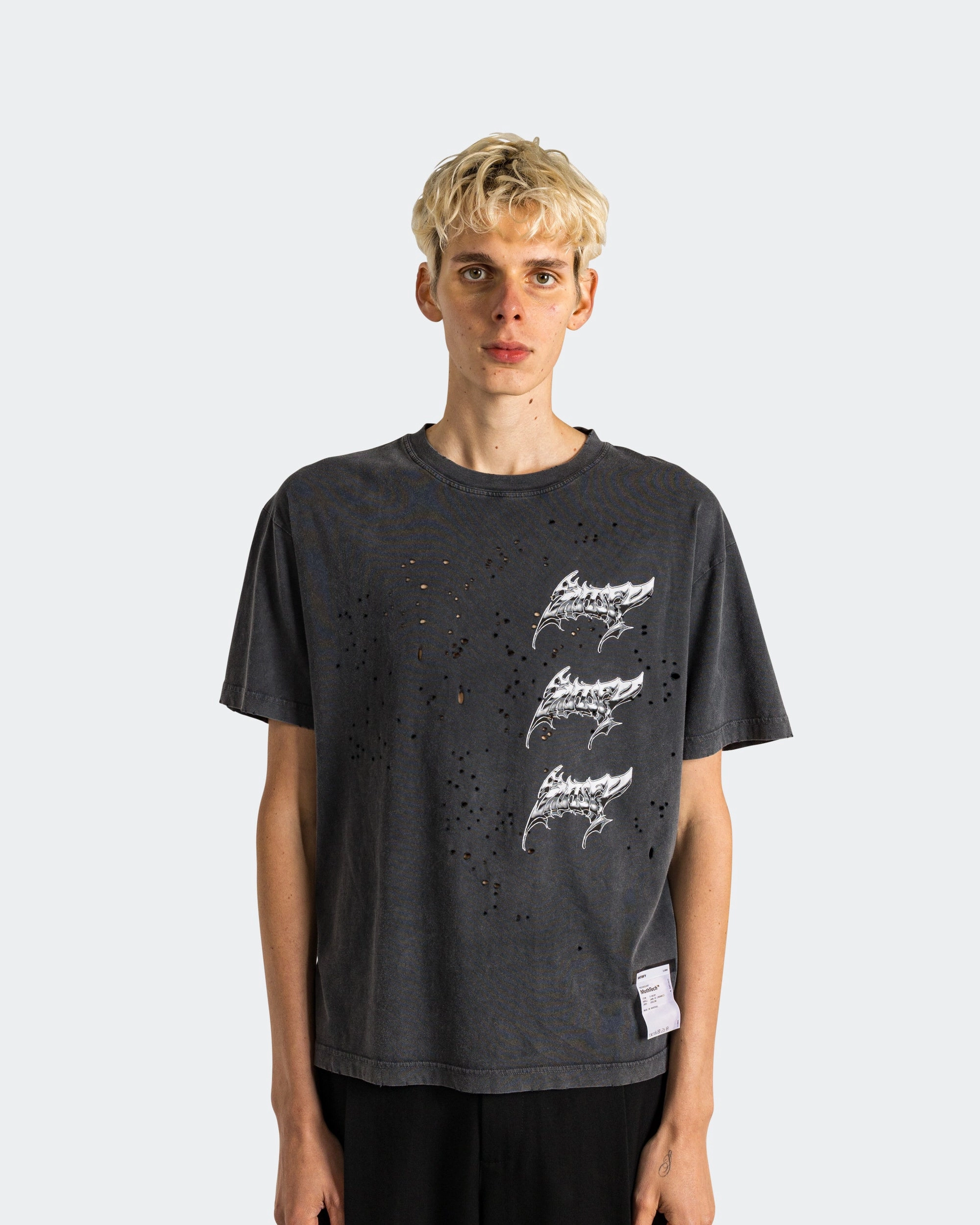 MothTech 'Liquid Metal' T-Shirt - Aged Black Casual Style Wear Outdoor Fashion