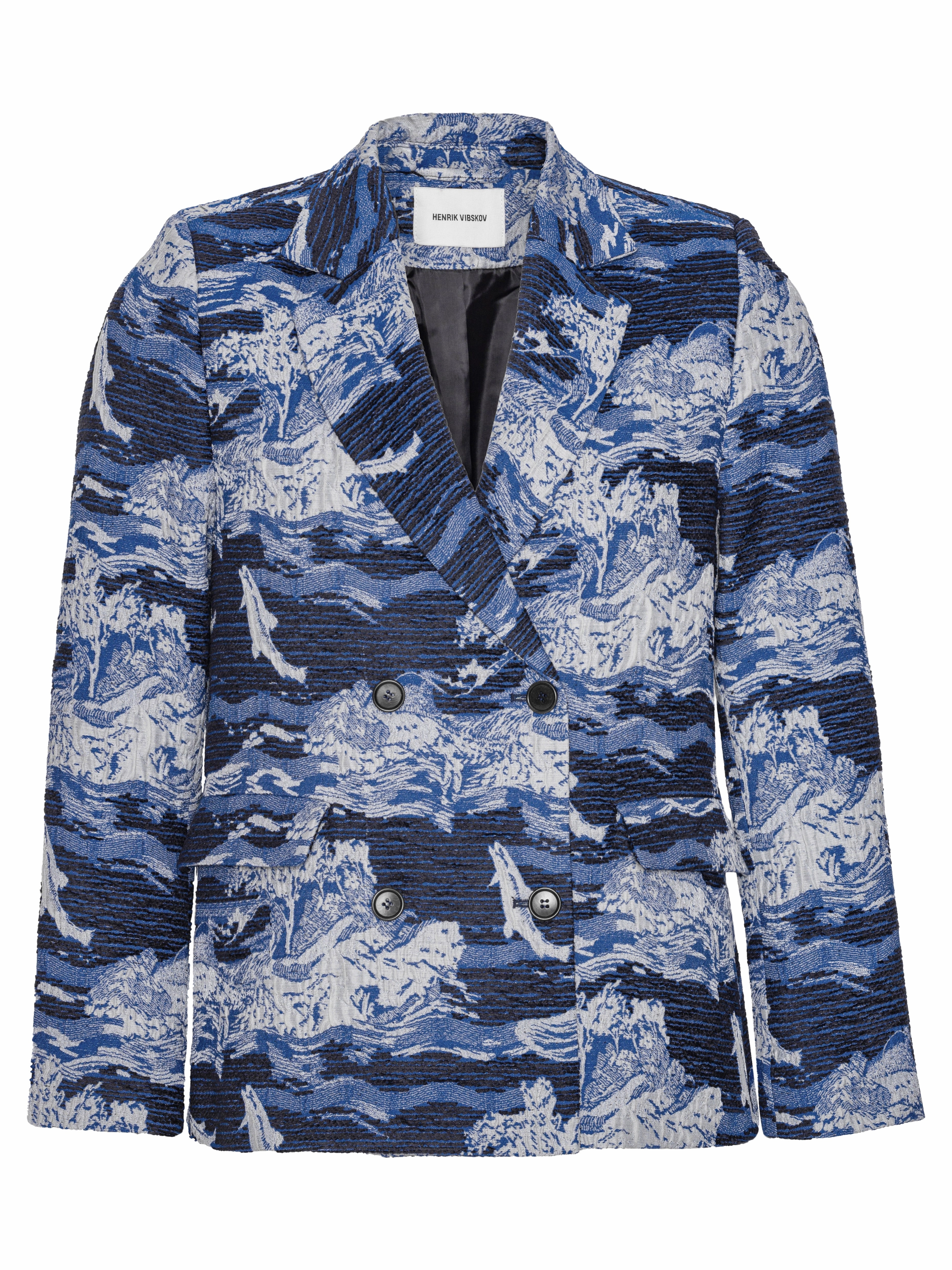sunny Motif Blazer - Fishes Blue
