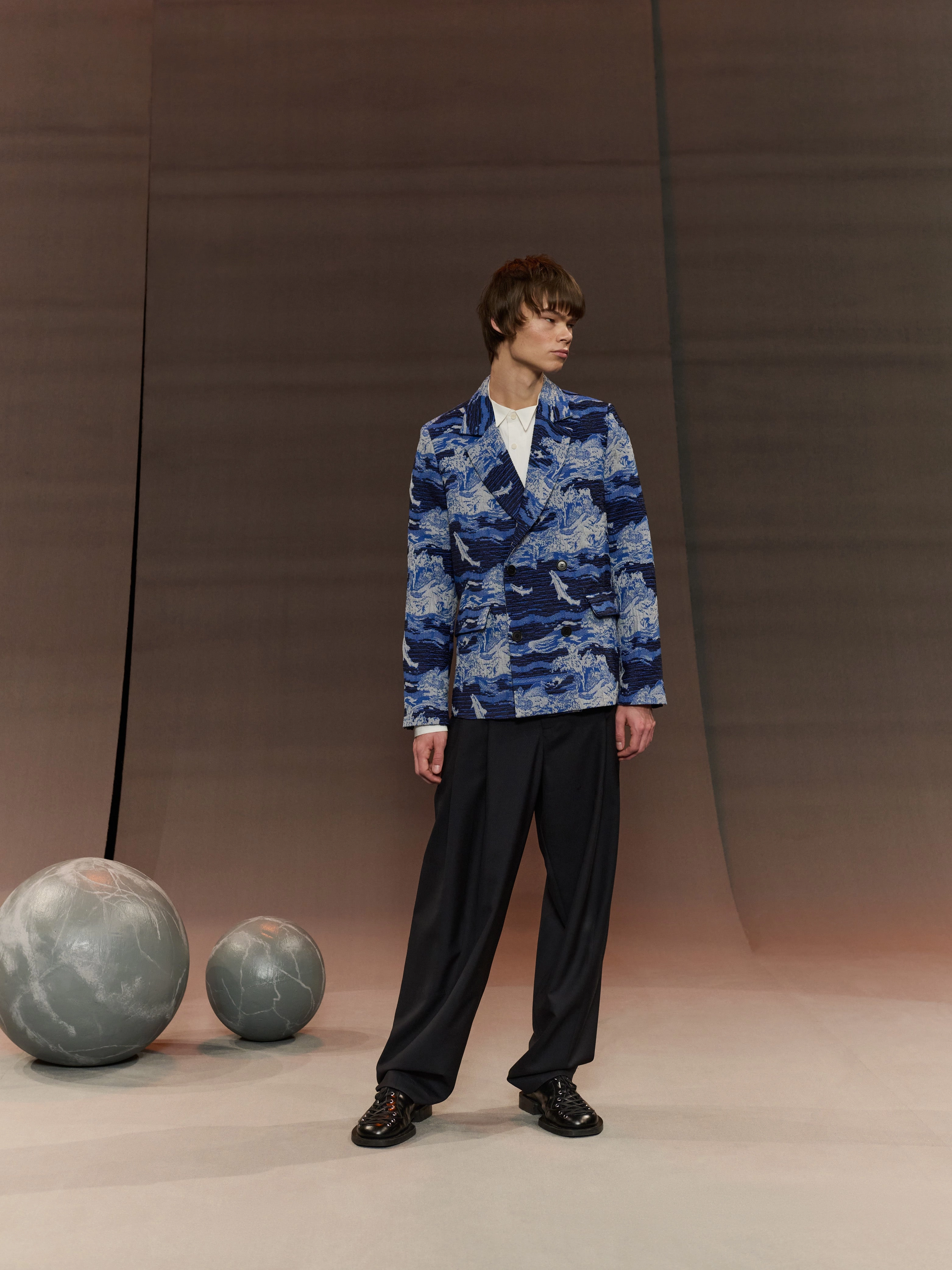 Motif Blazer - Fishes Blue Compact Packable