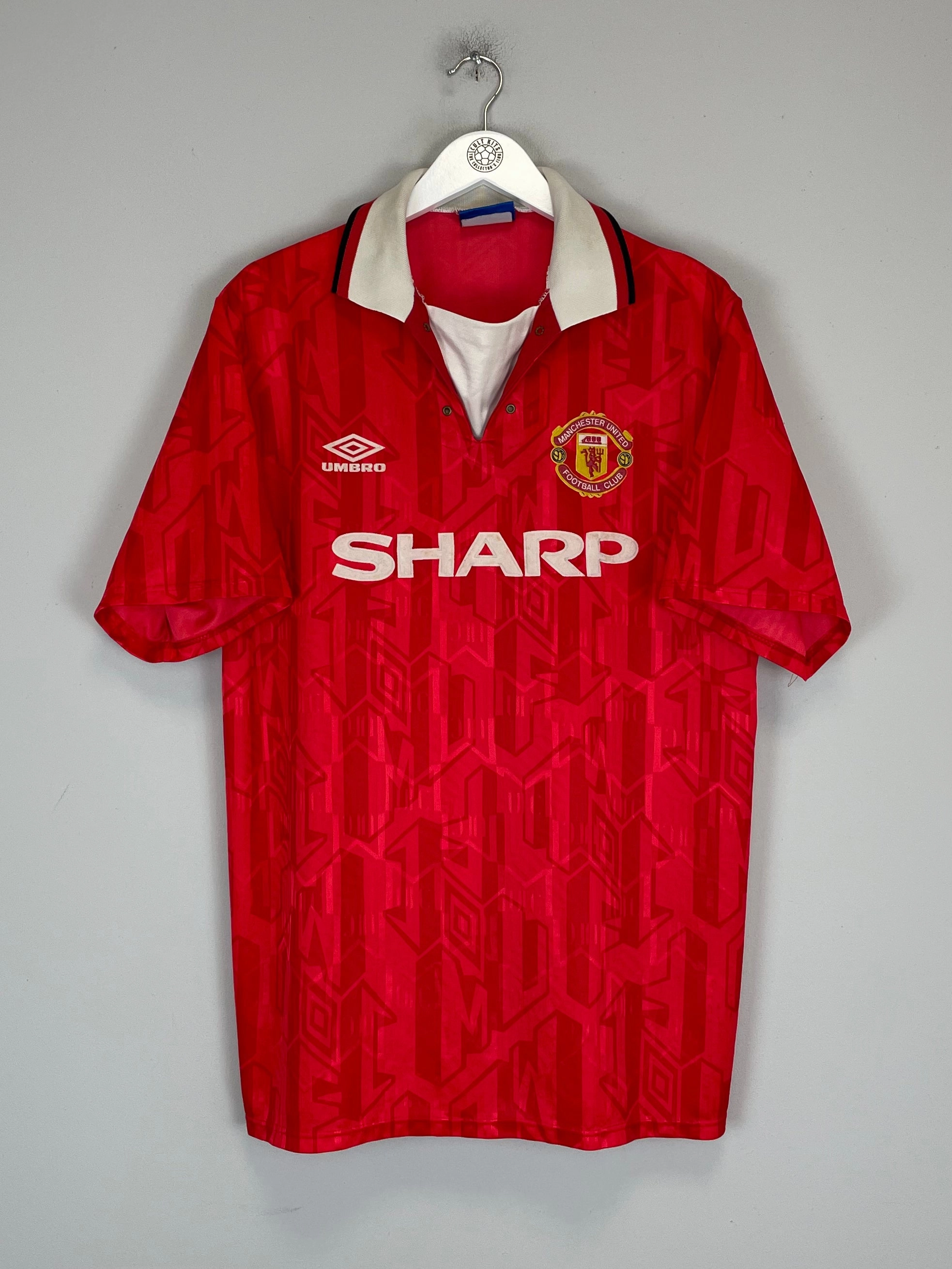 1992/94 MANCHESTER UNITED HOME SHIRT (XL) UMBRO Variable Density Knit Tagless Labeling