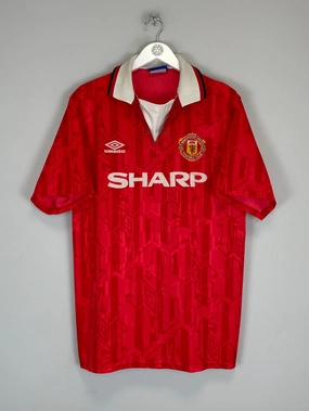 1992/94 MANCHESTER UNITED HOME SHIRT (XL) UMBRO Variable Density Knit Tagless Labeling