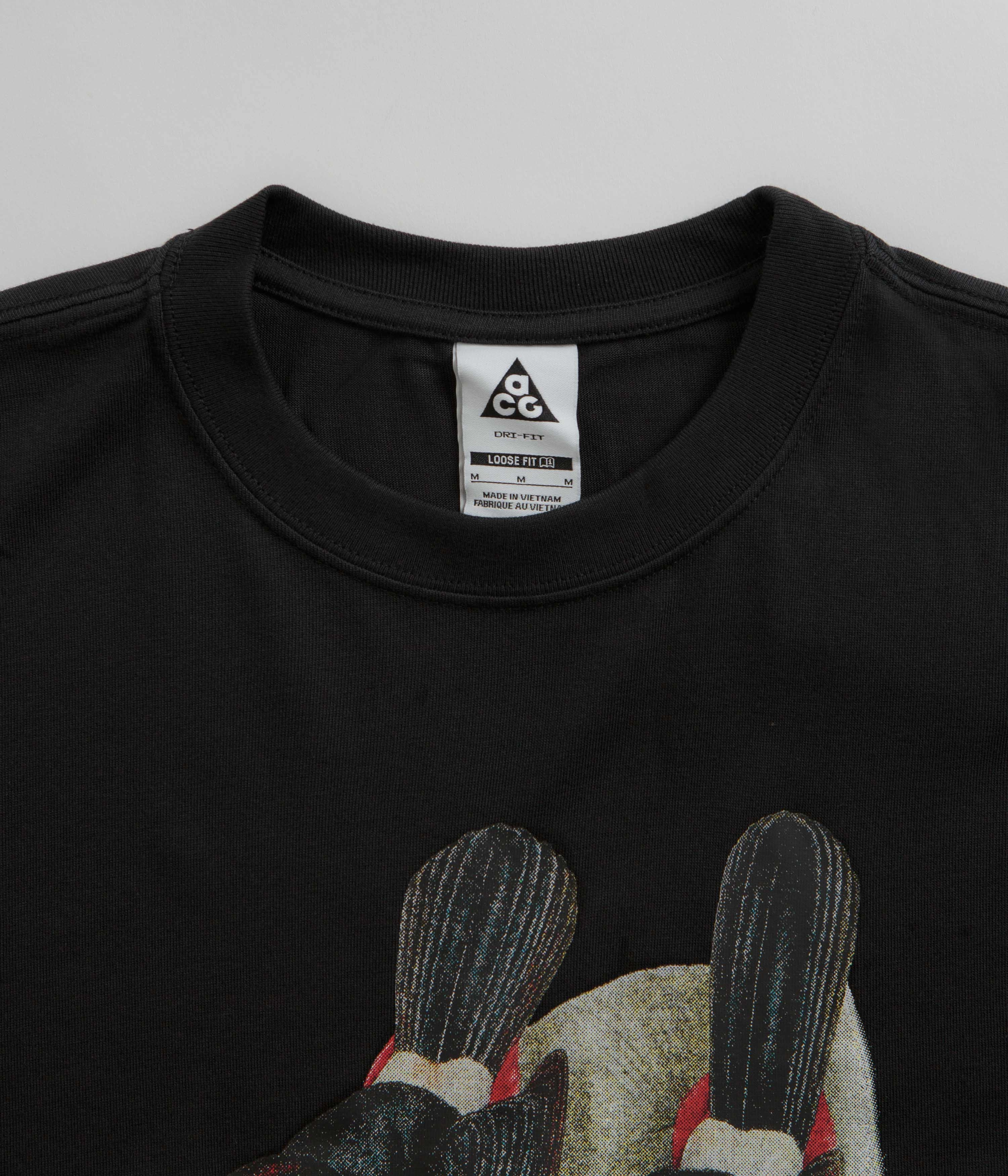 Nike ACG Toucan T-Shirt - Black Durable Collar Construction Outdoor Trend Look