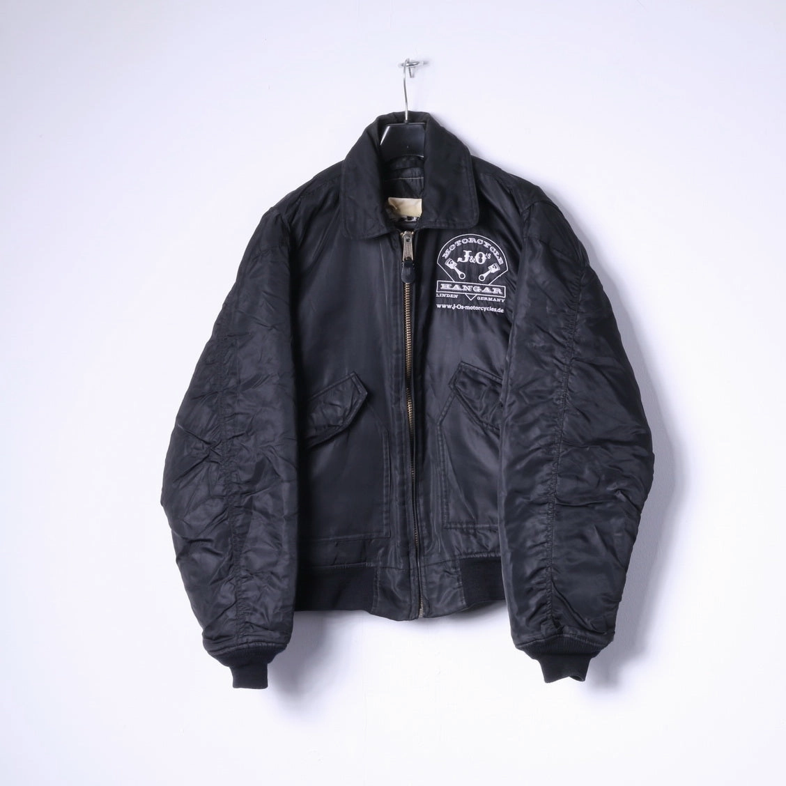 Motorcycle J&O's Mens XL Jacket Black Flyers Full Zipper Nylon Bomber Top Mindfulness