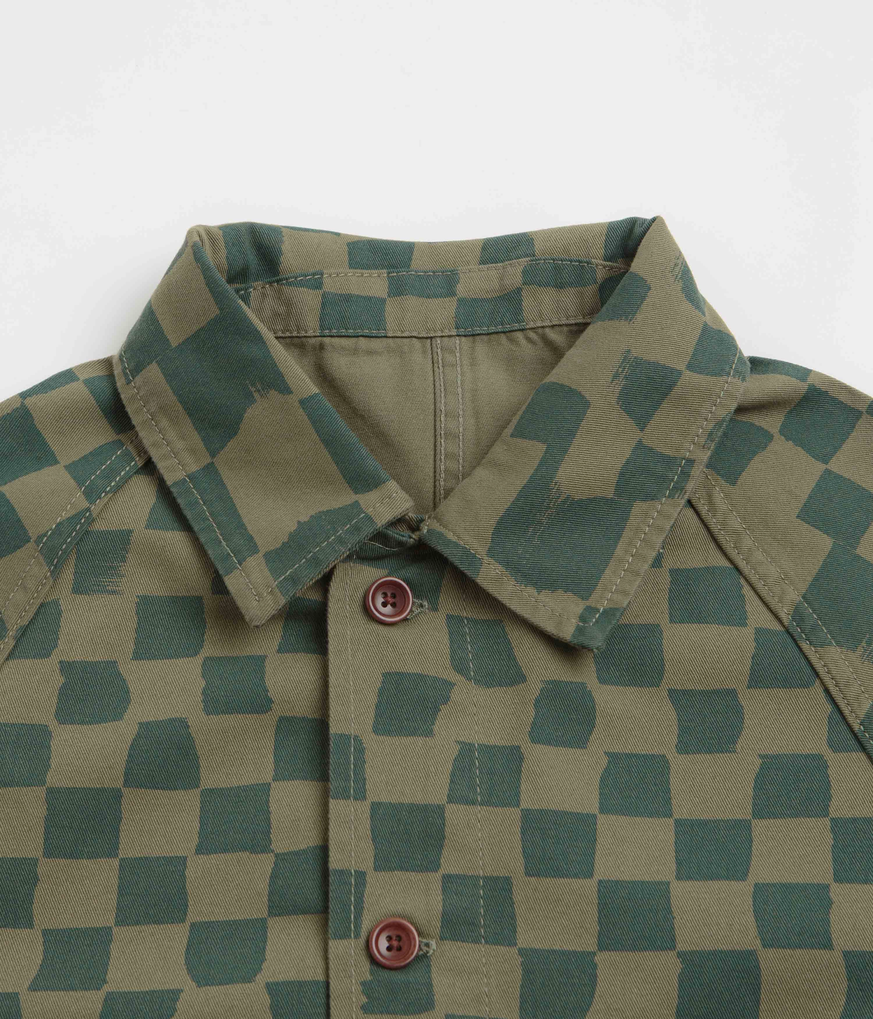 Service Works Drill Printed FOH Jacket - Olive Checker Comfortable fit
