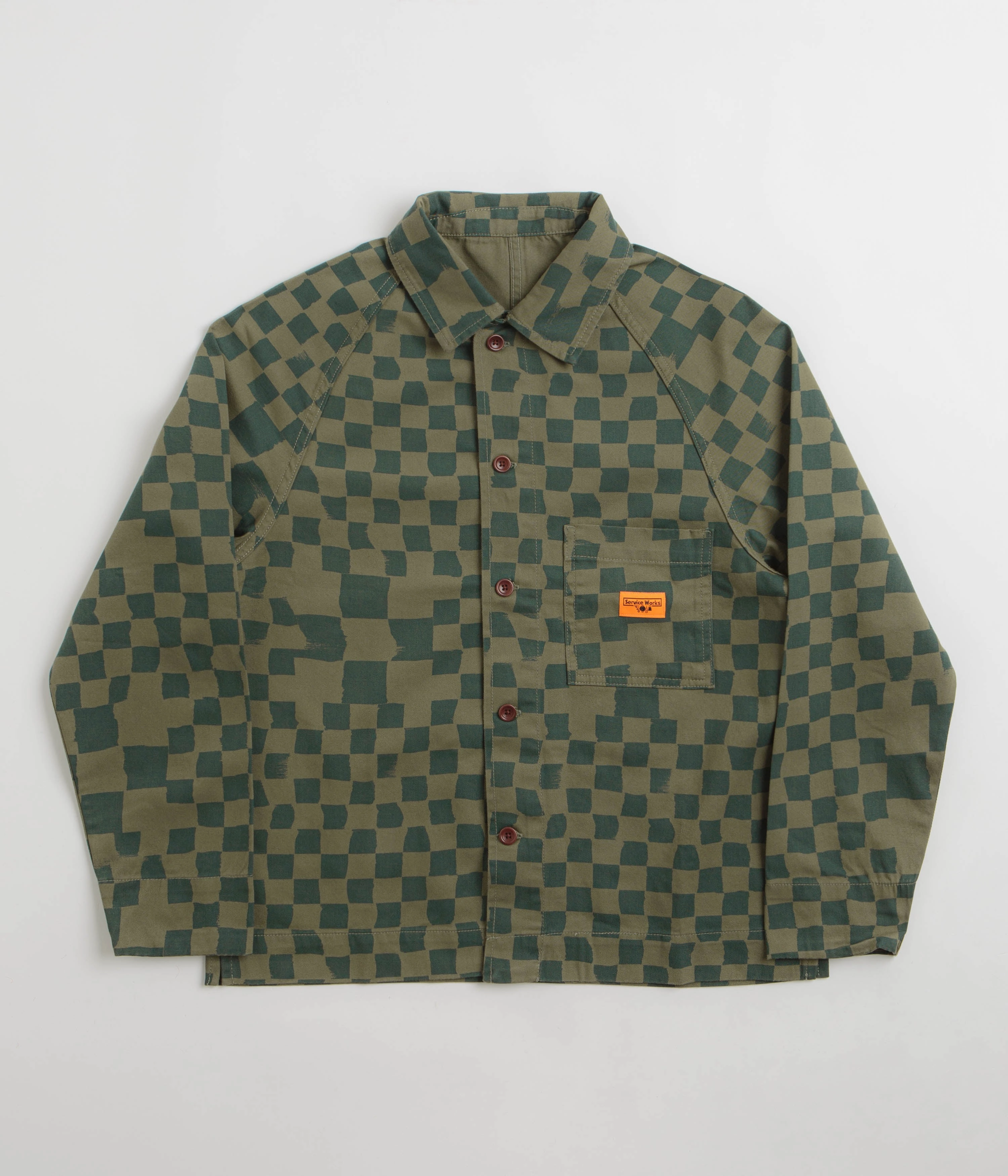 Service Works Drill Printed FOH Jacket - Olive Checker Storm Protection