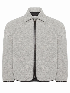 Danger Party use Contrast Trim Casual Jacket - Light Grey Melange