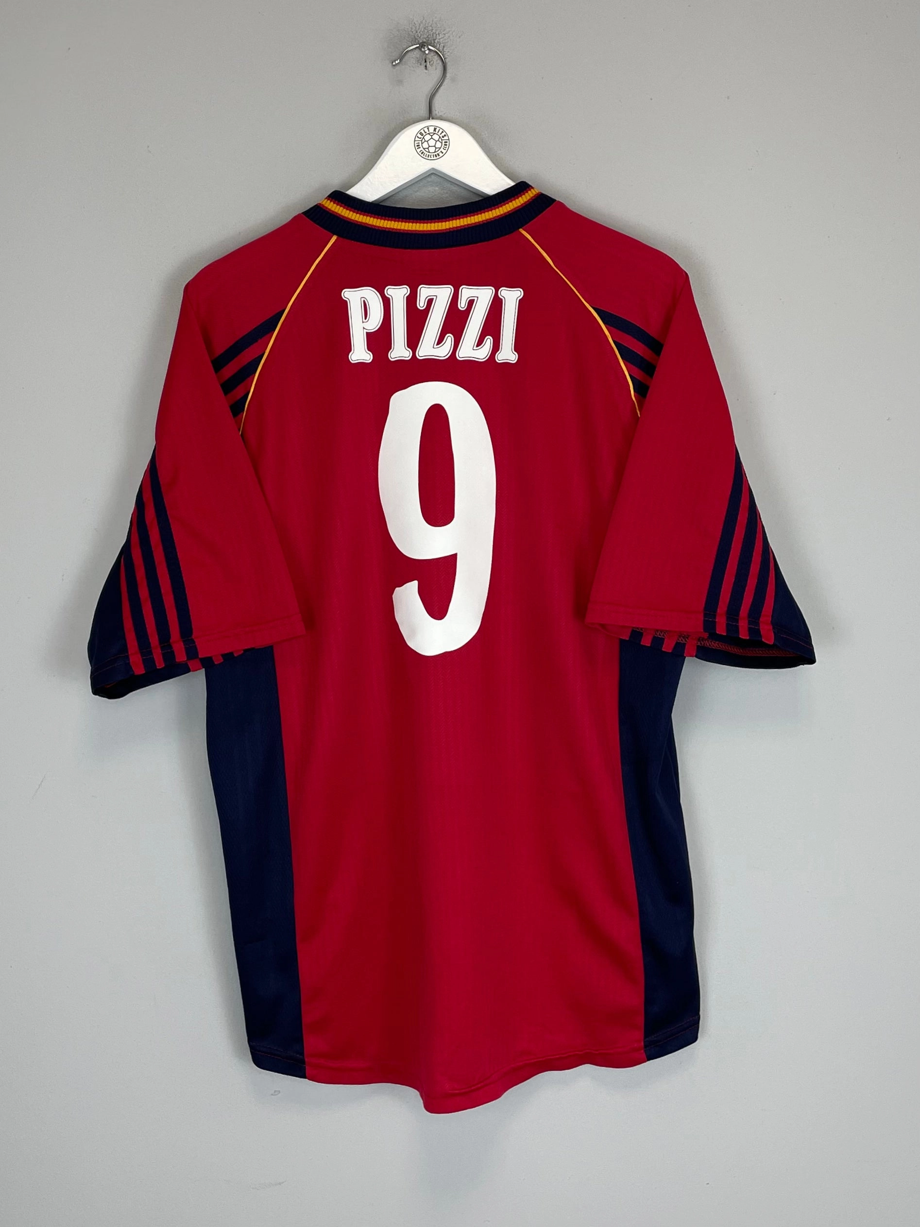 1998/99 SPAIN PIZZI #9 HOME SHIRT (L) ADIDAS Advanced Elasticity Fibers Non Restrictive Cuffs